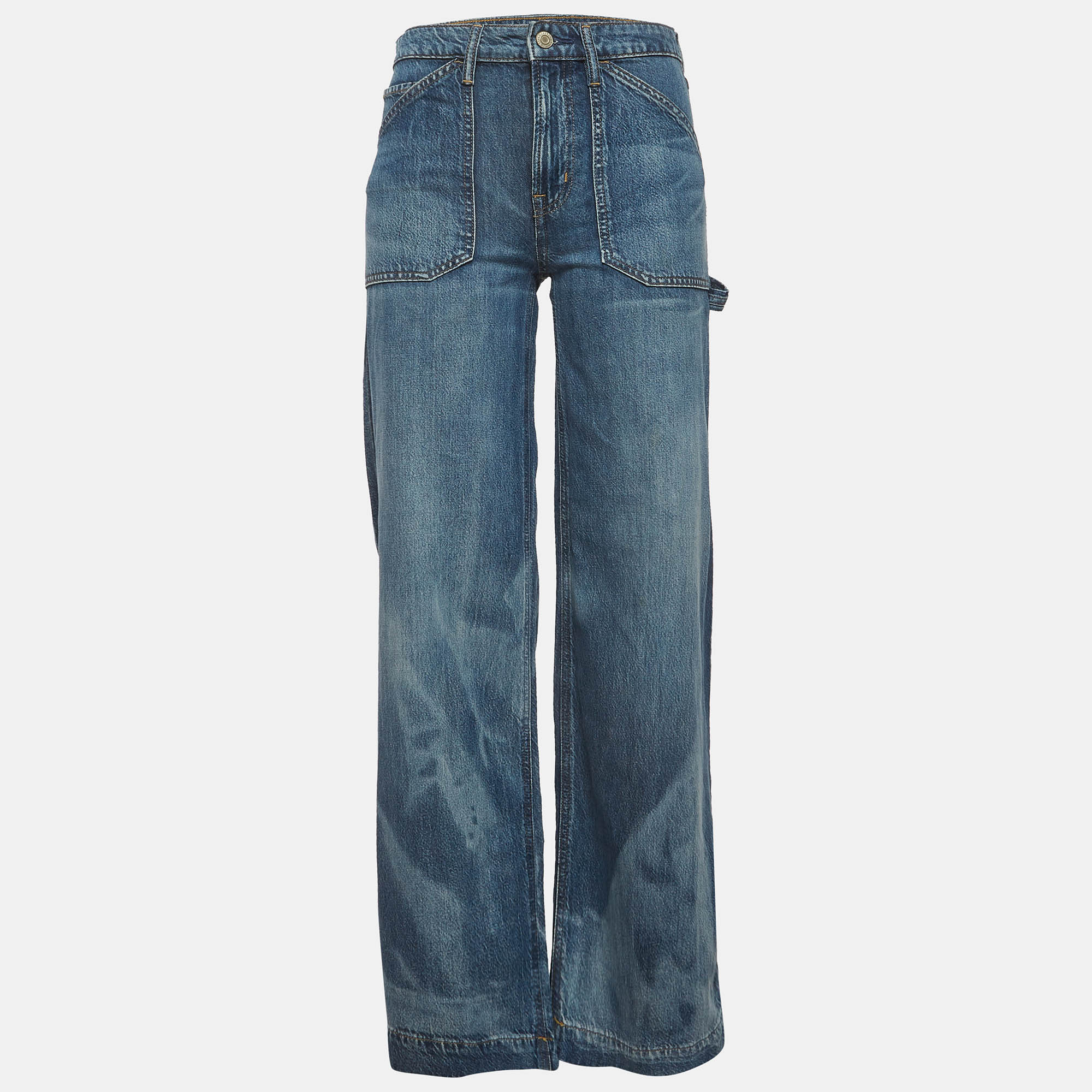 Lauren Ralph Lauren Blue Bleached Denim Wide Leg Jeans S/Waist 27"