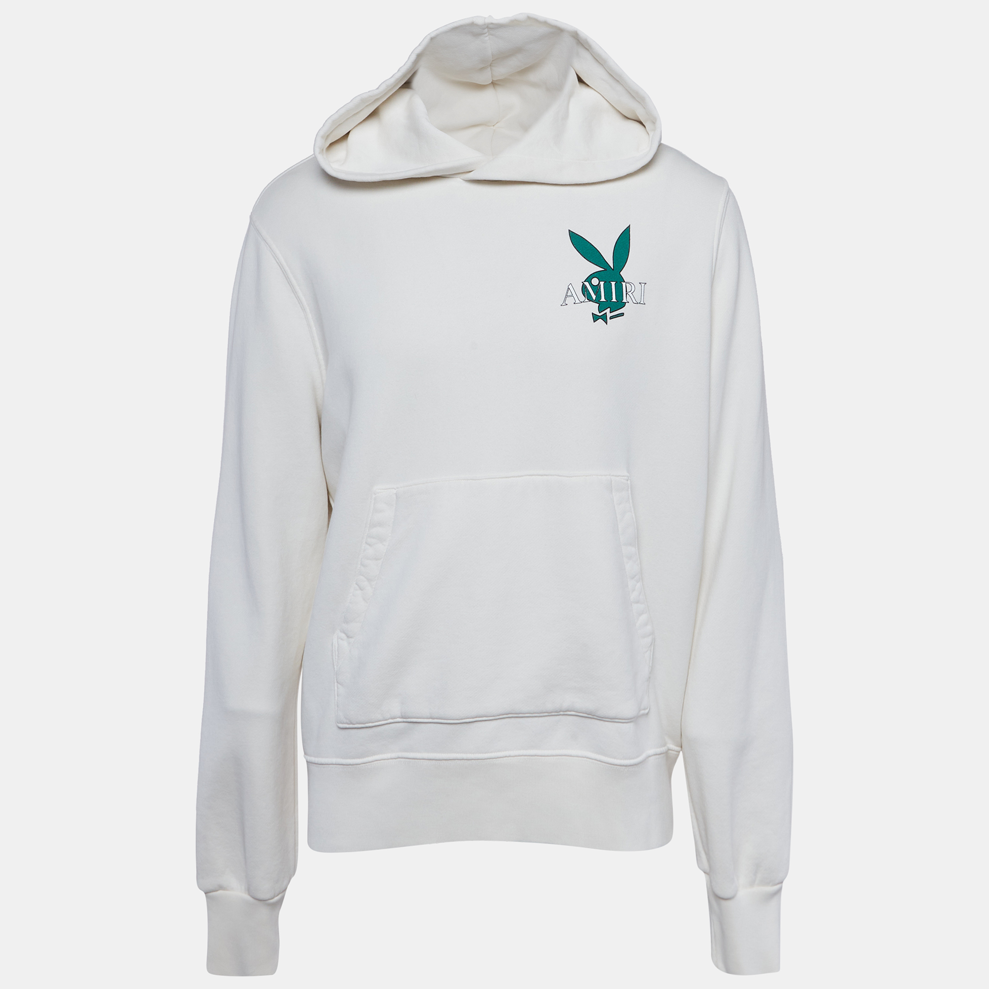 Amiri x Playboy Off White Cover Bunny Logo Print Cotton Hoodie S