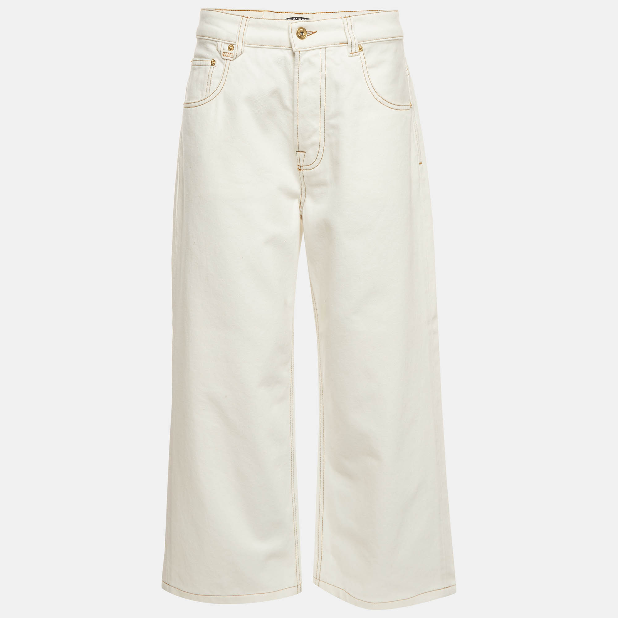 Jacquemus White Denim Wide Leg Le de-N&icirc;mes Jeans S/Waist 30"
