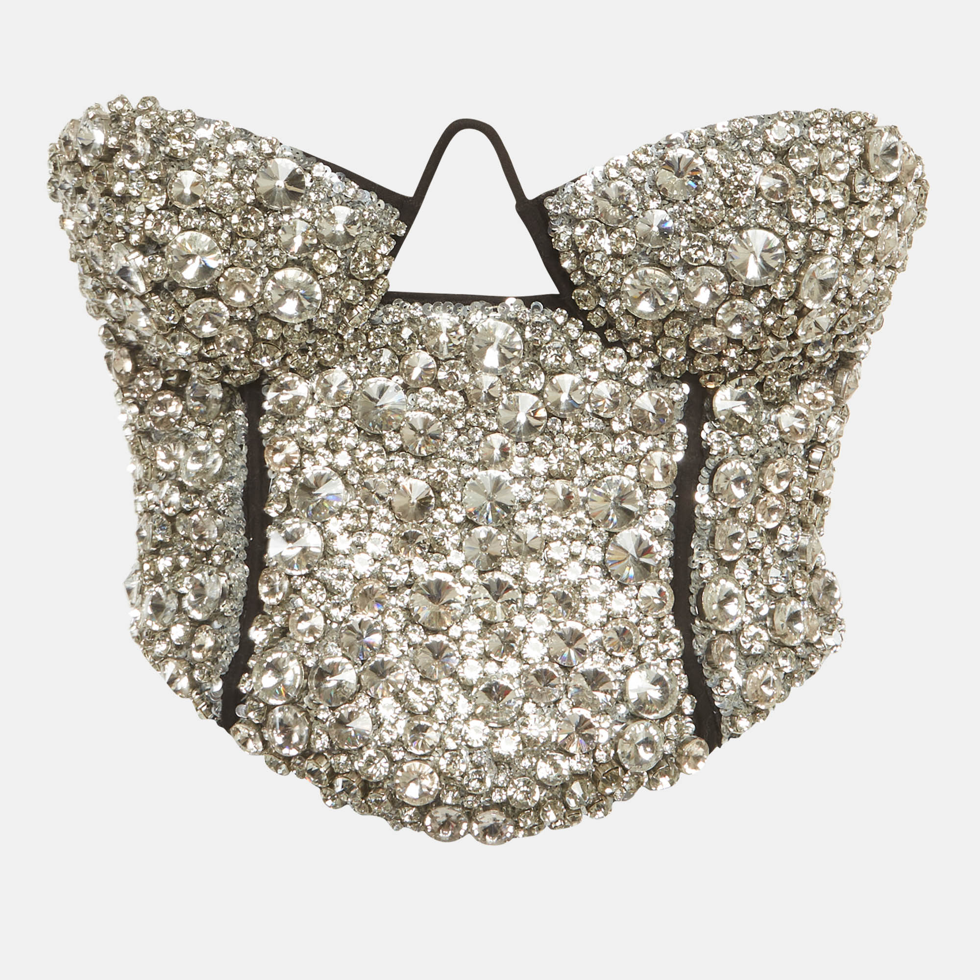 Area Black Jersey Crystal-Embellished Corset Top S