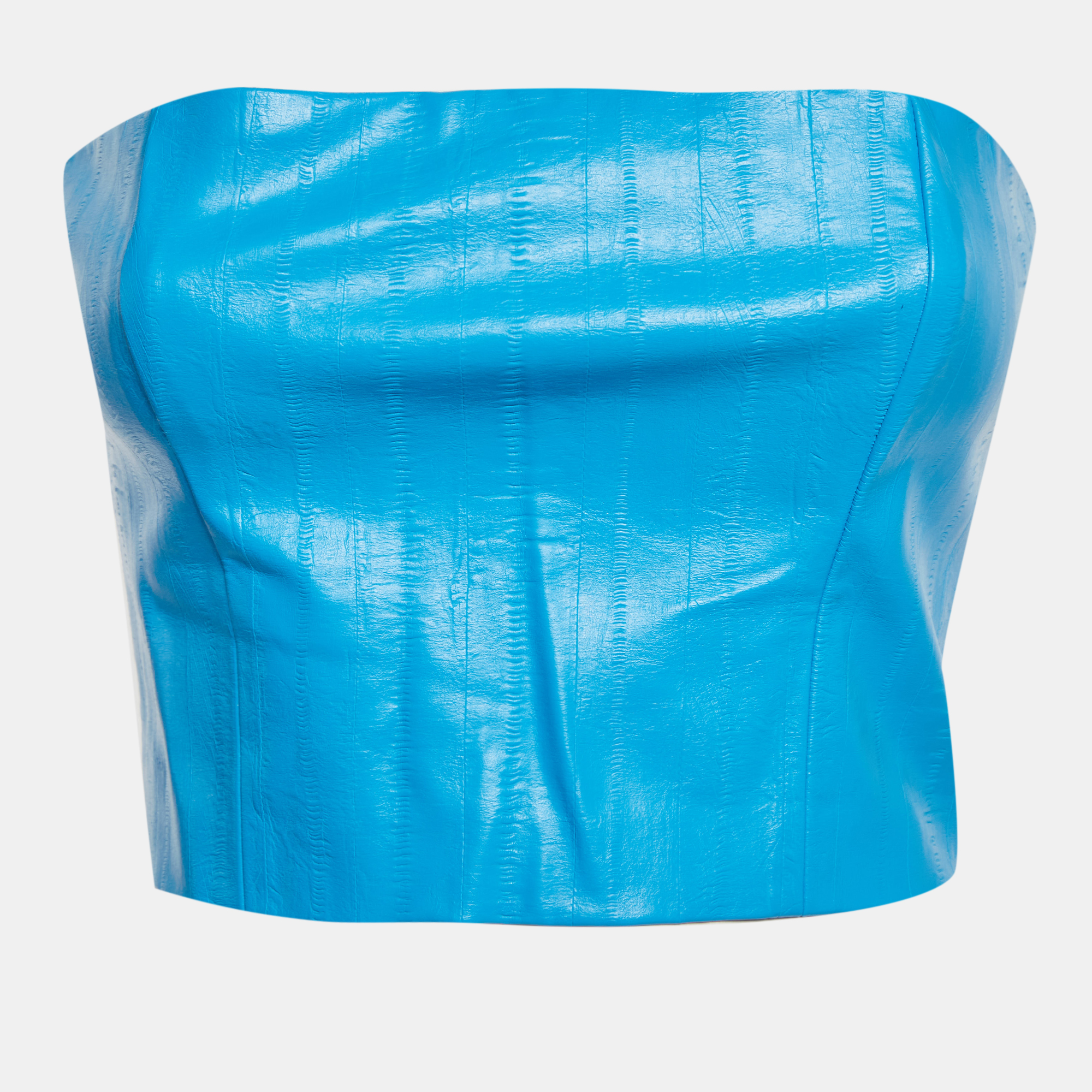 Rotate Blue Faux Leather Strapless Crop Top M ROTATE BIRGER CHRISTENSEN