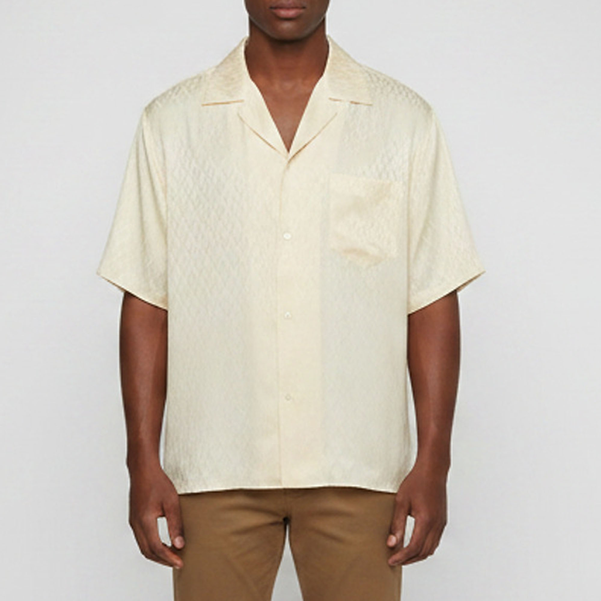 Valentino Yellow Jacquard Short Sleeve Toute La V Bowling Shirt XL