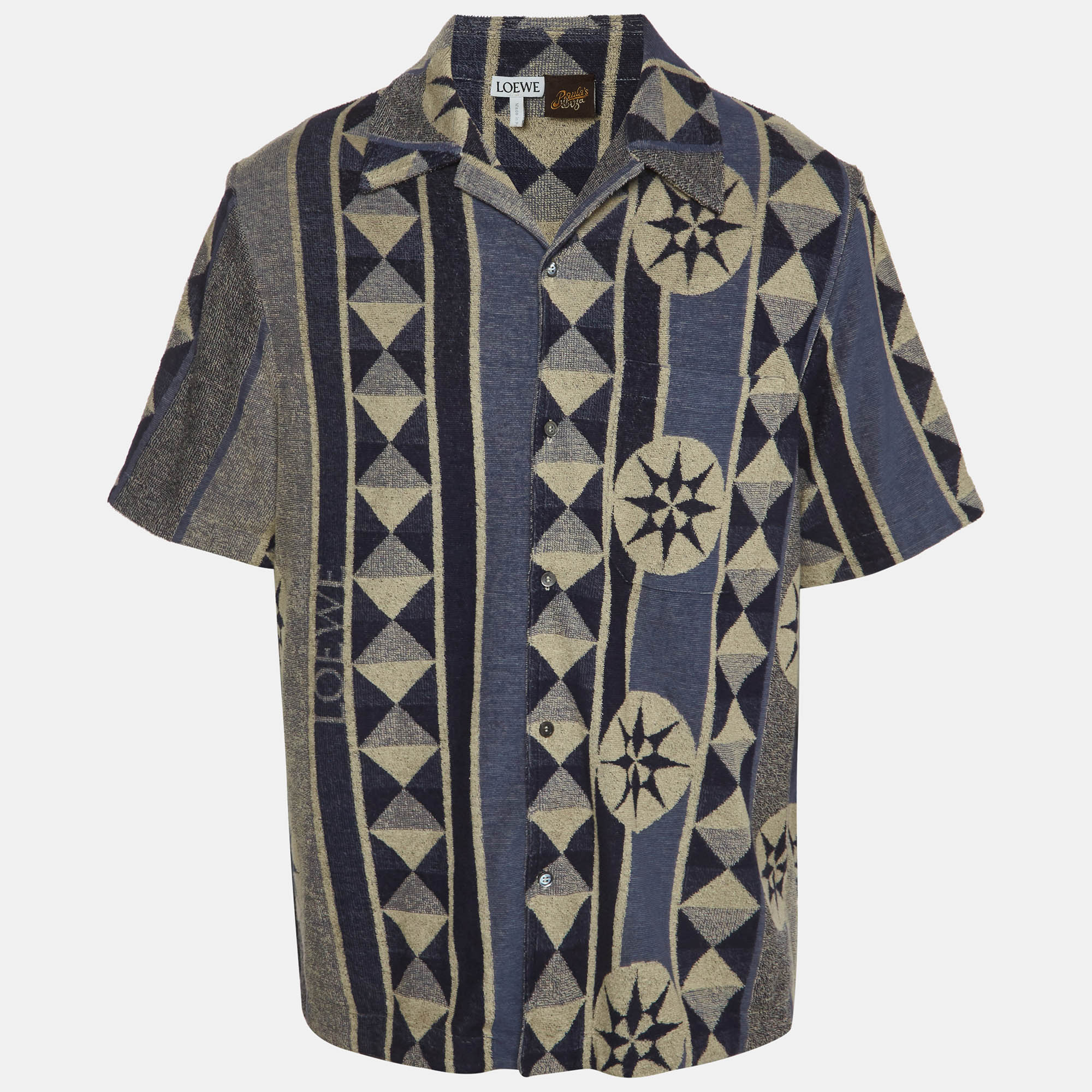 Loewe x Paula&rsquo;s Ibiza Blue Compass Pattern Terry Bowling Shirt S