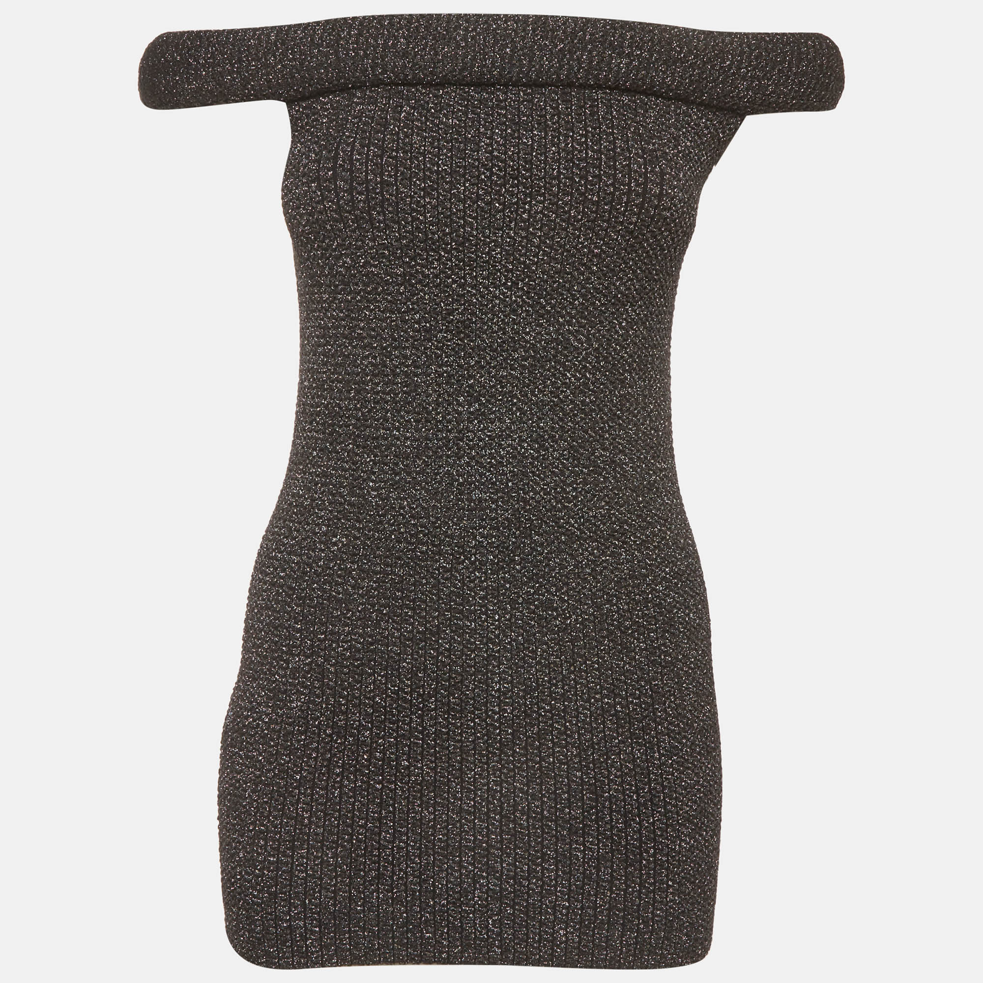 Toteme Grey Lurex Knit Off-Shoulder Roll Top S