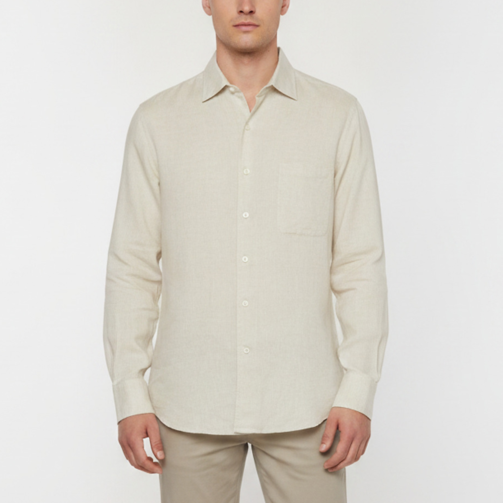 Loro Piana Beige Linen Button Front Long Sleeve Shirt M