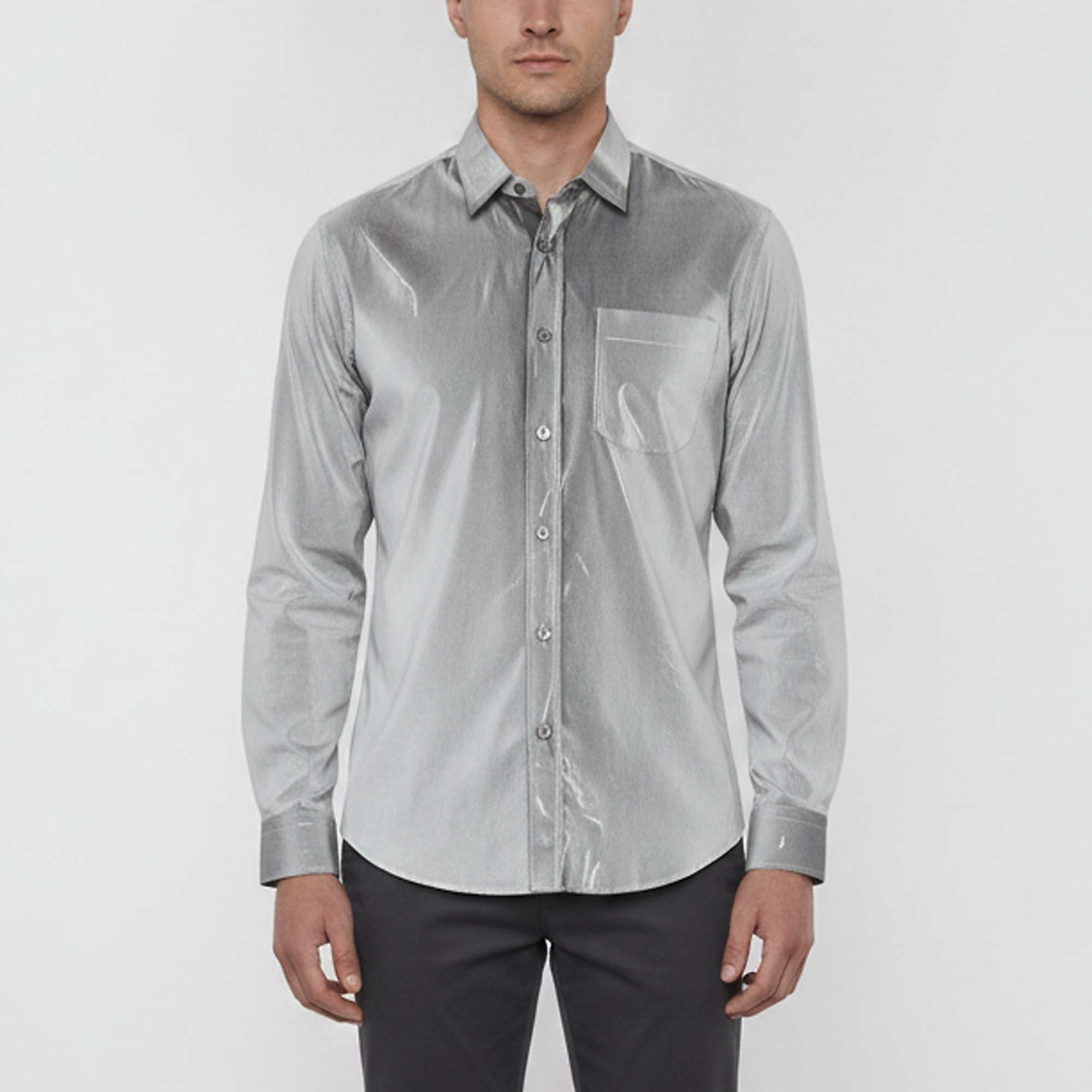 Moschino Couture Grey Trompe-l'&oelig;il Print Poplin Shirt L