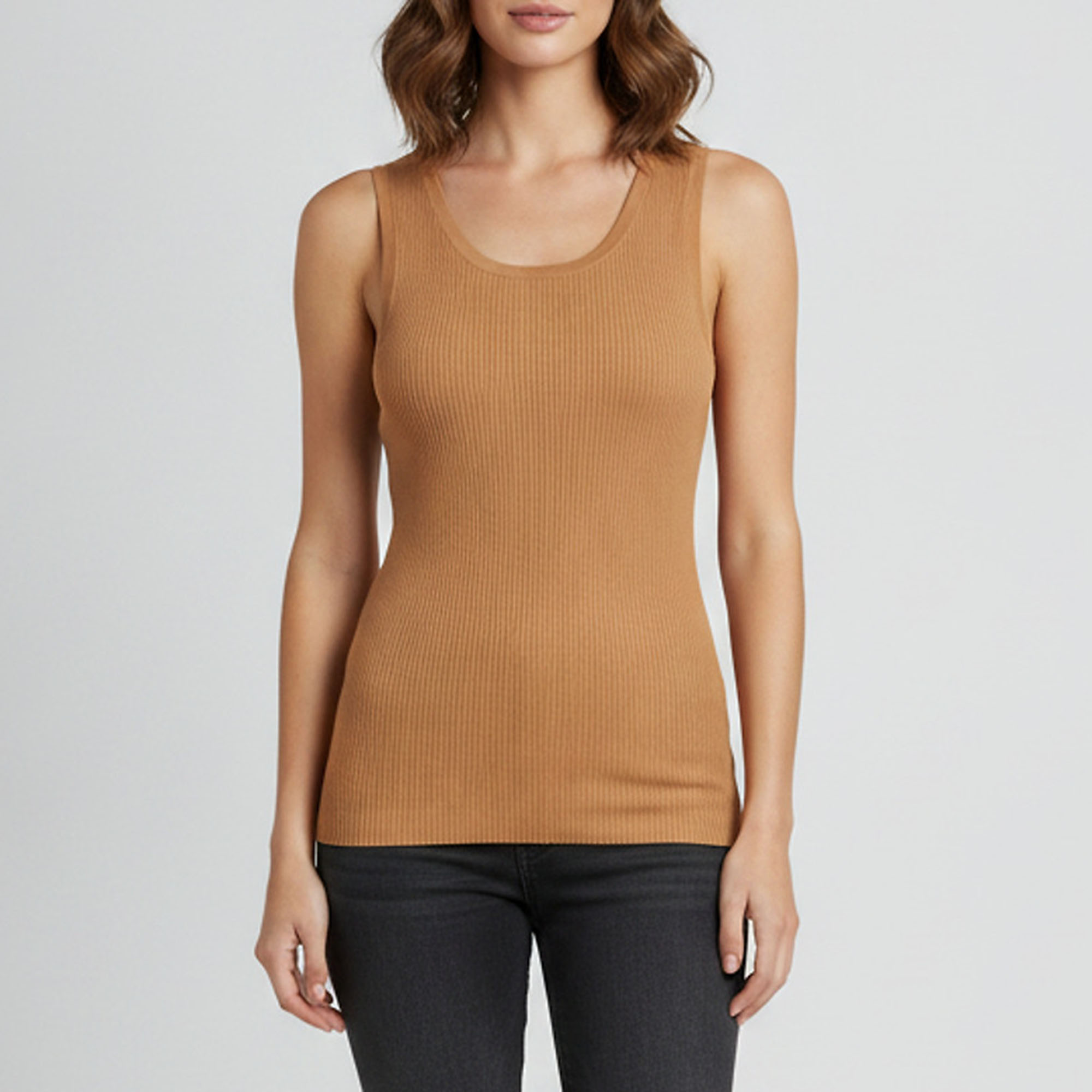 Zimmermann Brown Rib Knit Tank Top S