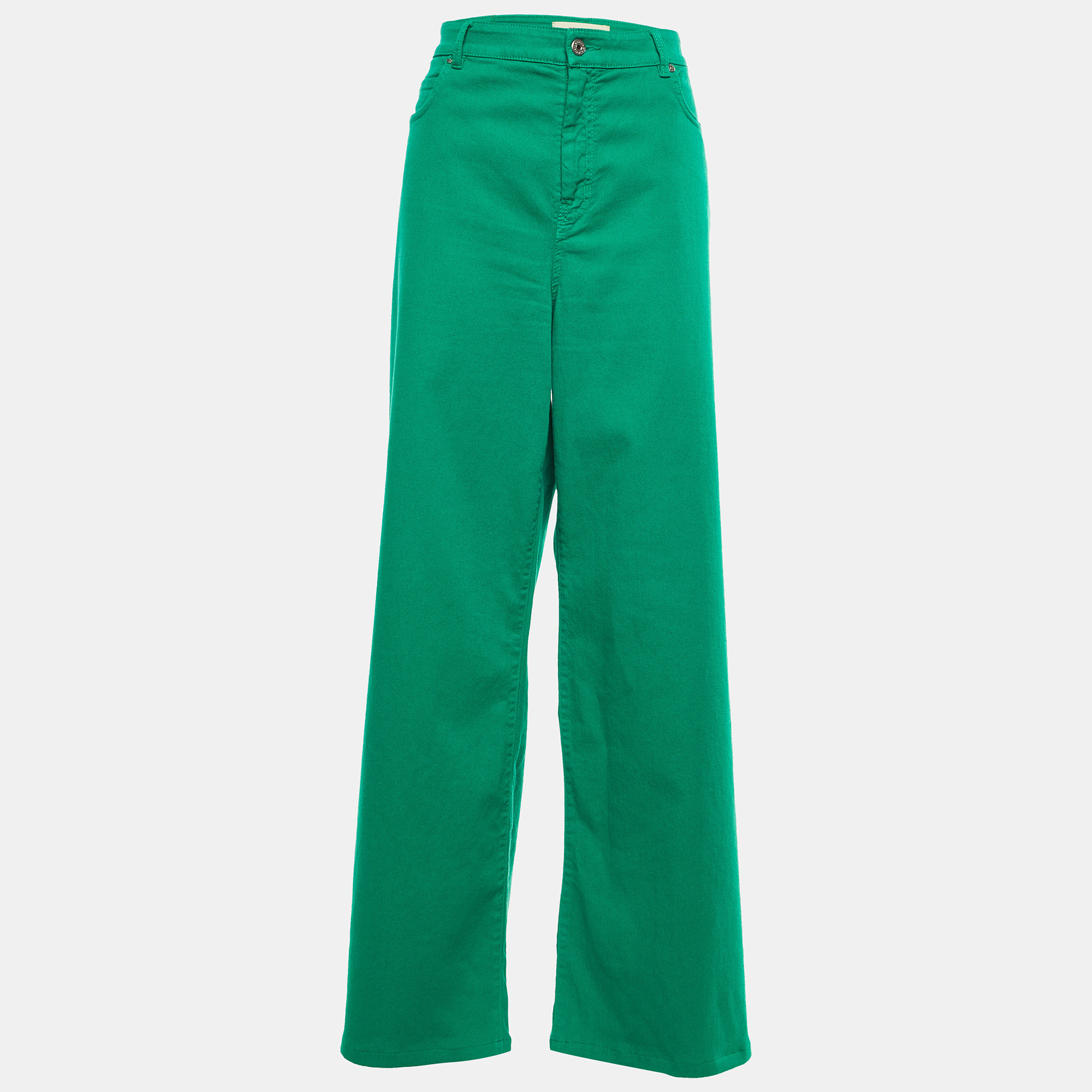 Weekend Max Mara Green Denim Wide-Leg Jeans XL Waist 34''