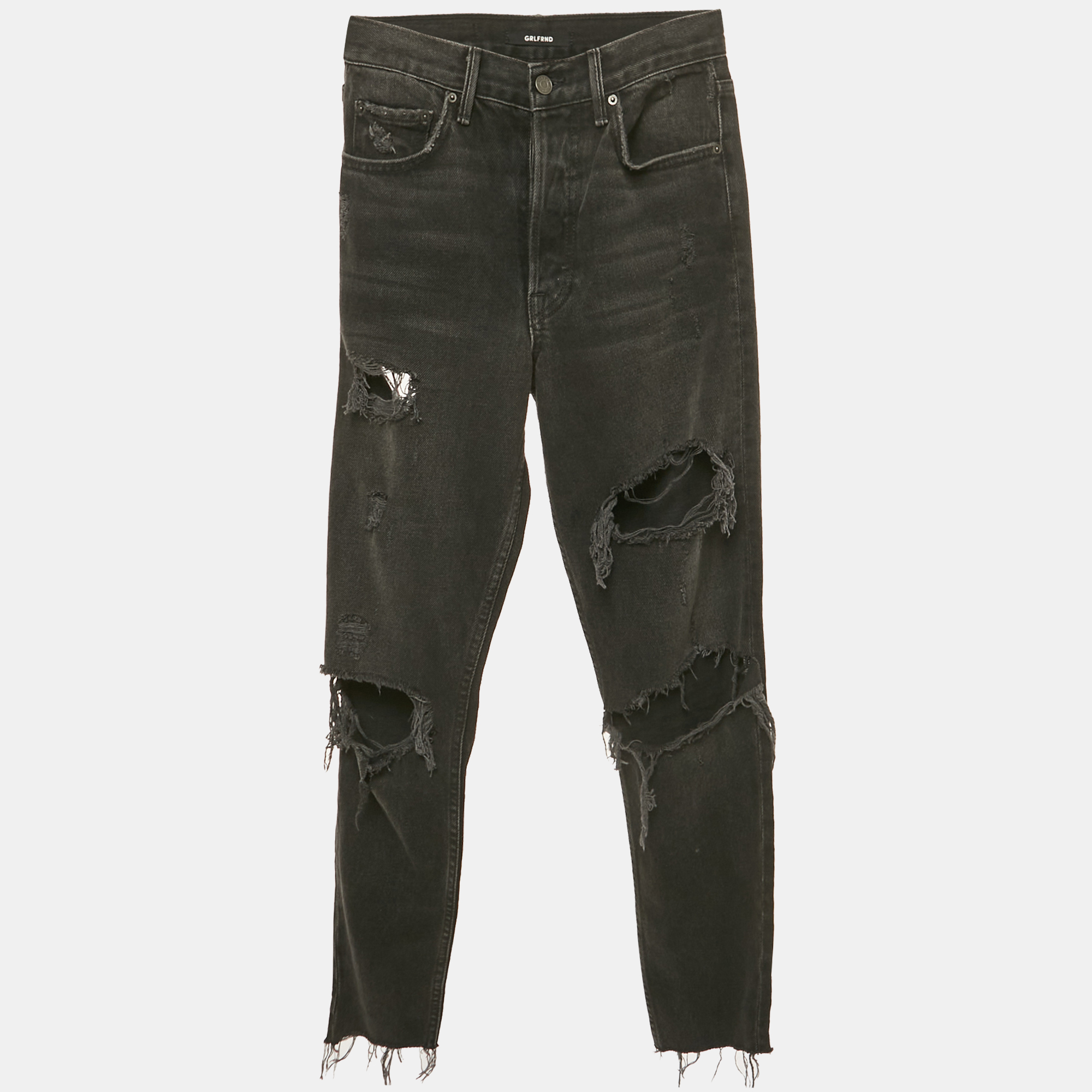 Grlfrnd Black Denim Ripped Skinny Karolina Jeans M Waist 27"