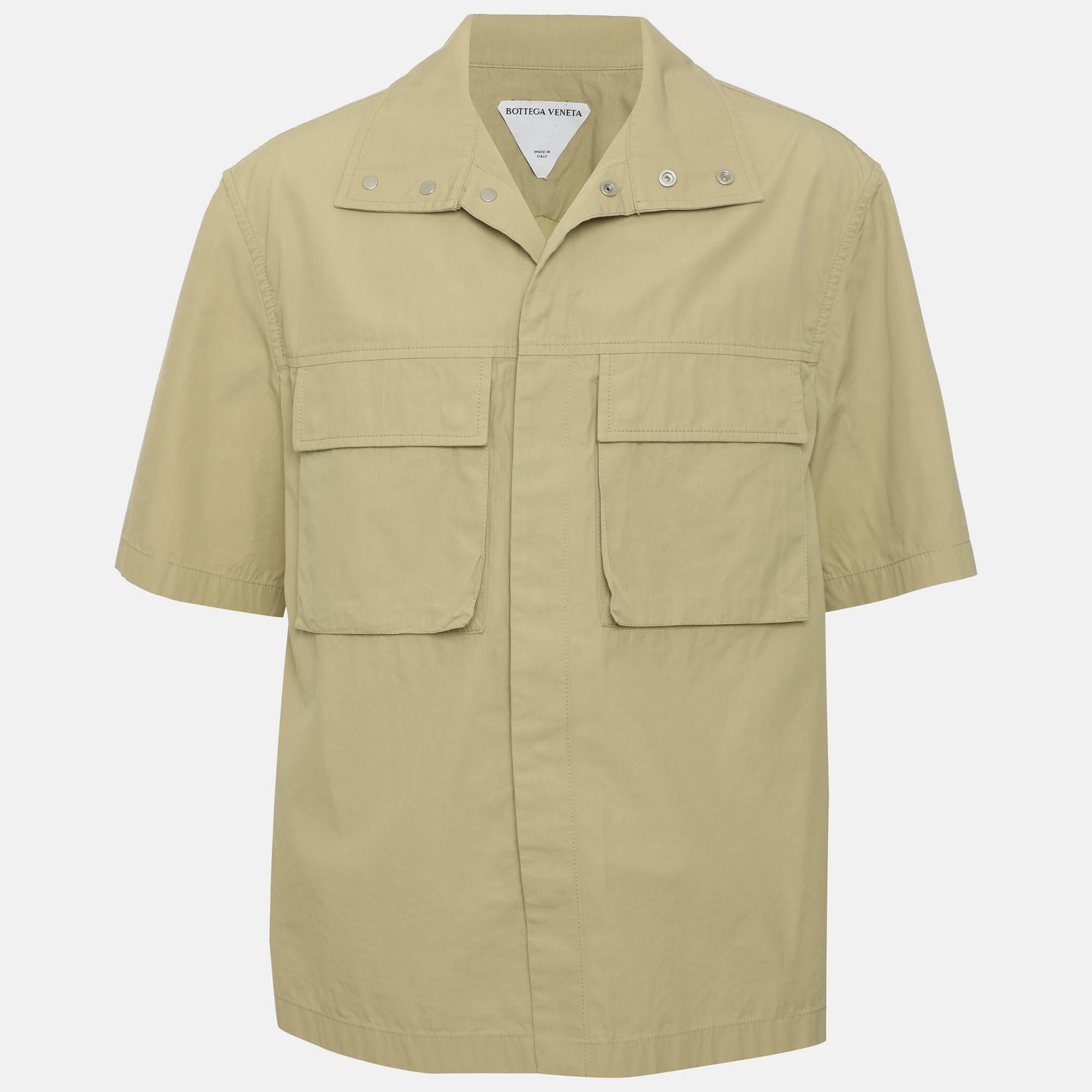 Bottega Veneta Light Green Cotton Blend Utility Short Sleeve Shirt S