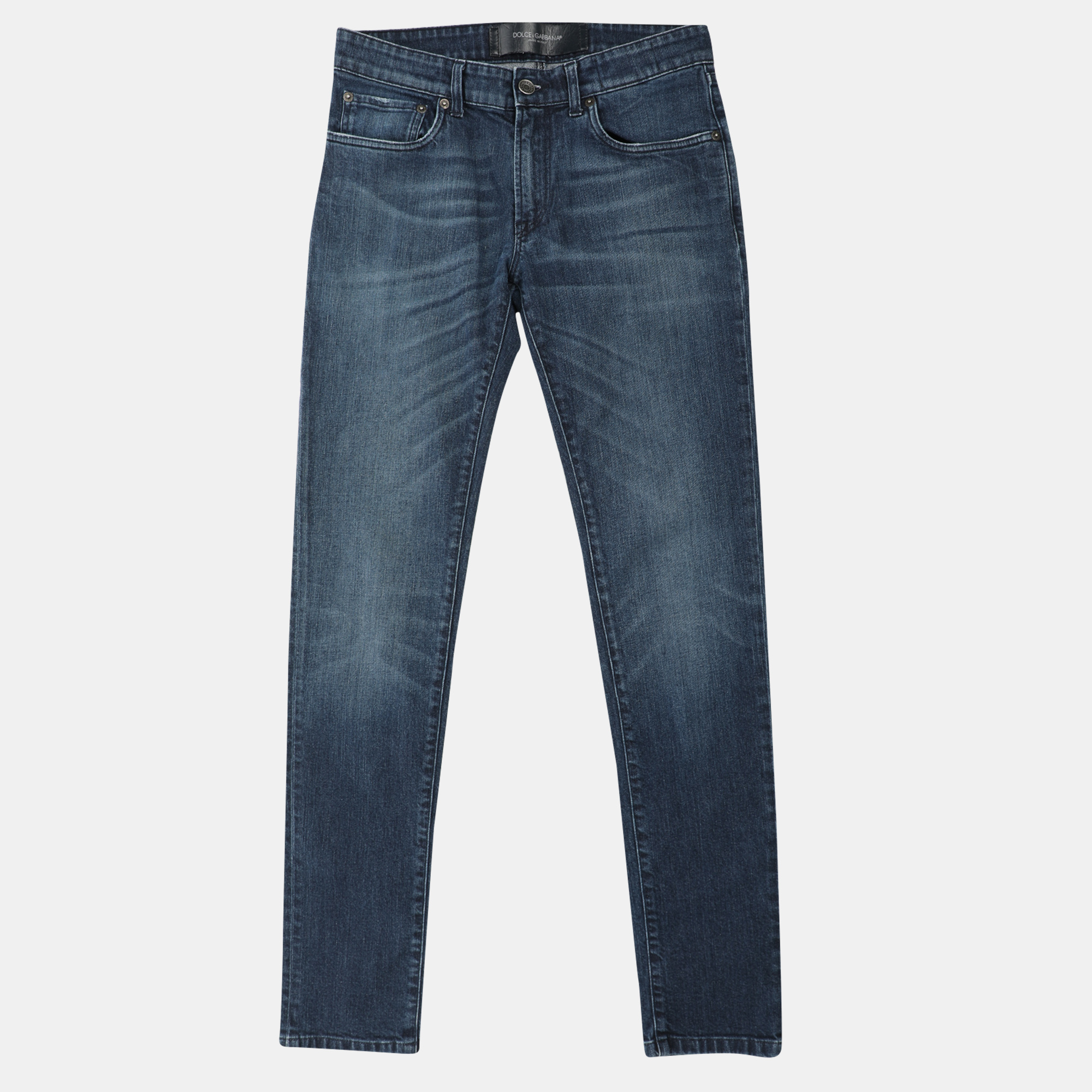 Dolce & Gabbana Blue Cotton Plaque Jeans XS
