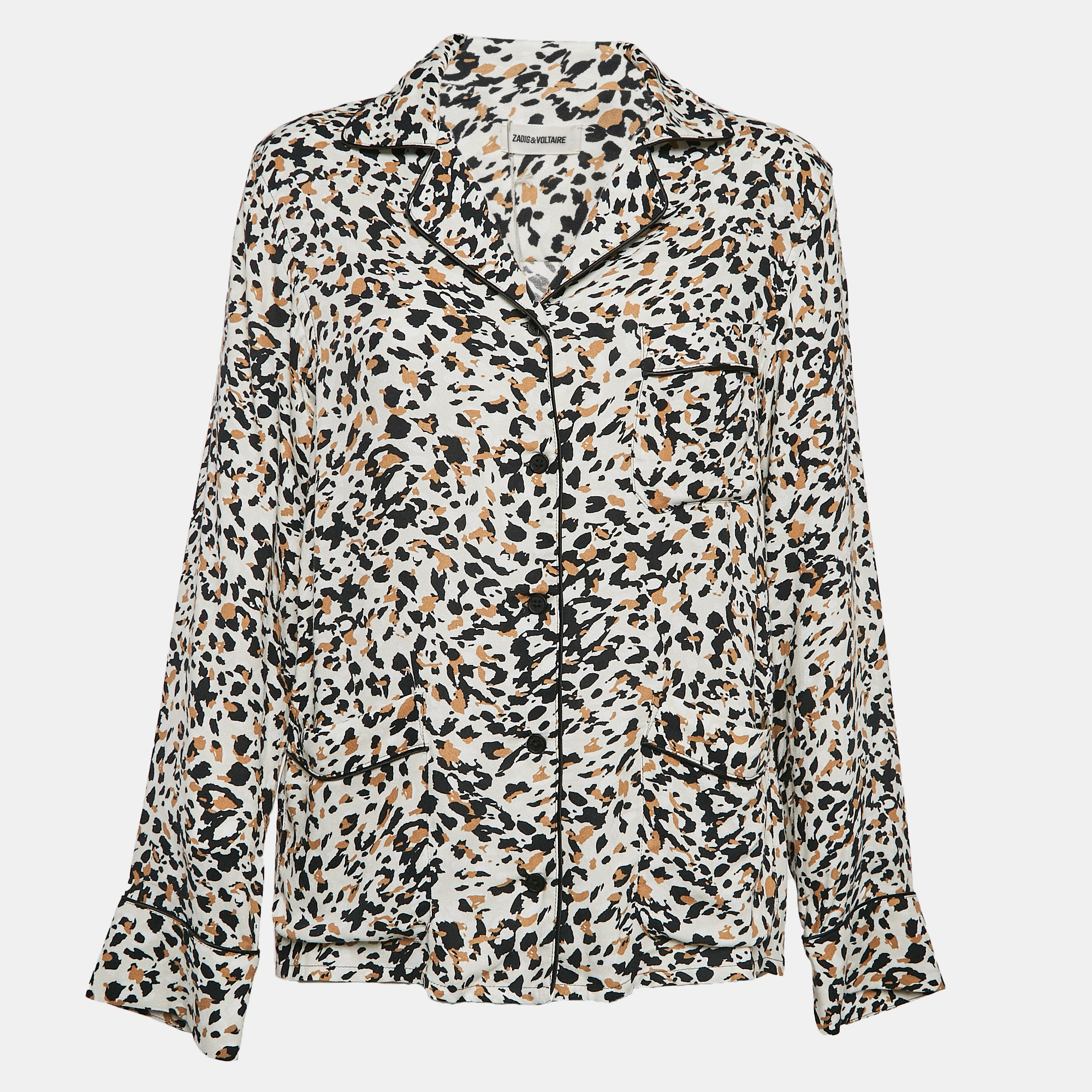 Zadig & Voltaire Brown Leopard Print Crepe Tradi Shirt S