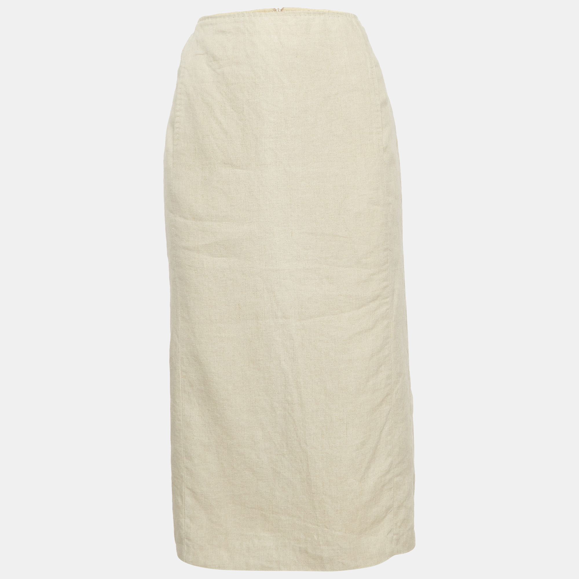 Max Mara Beige Linen Midi Skirt M