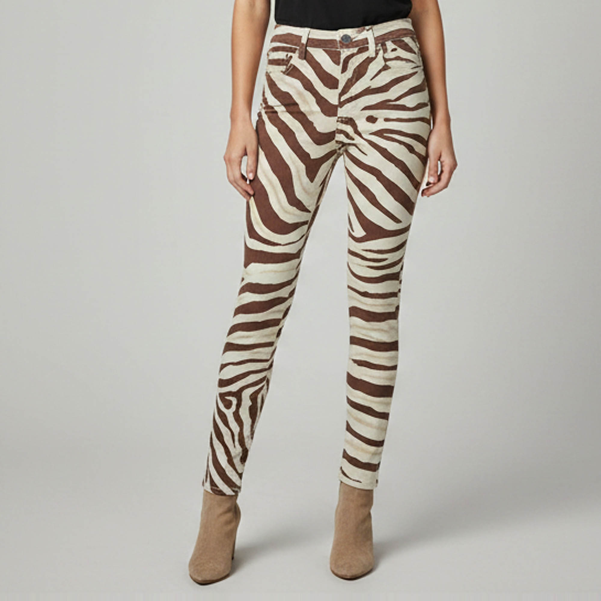 Polo Ralph Lauren Beige/Brown Zebra Print Skinny Kempton Jeans M /Waist