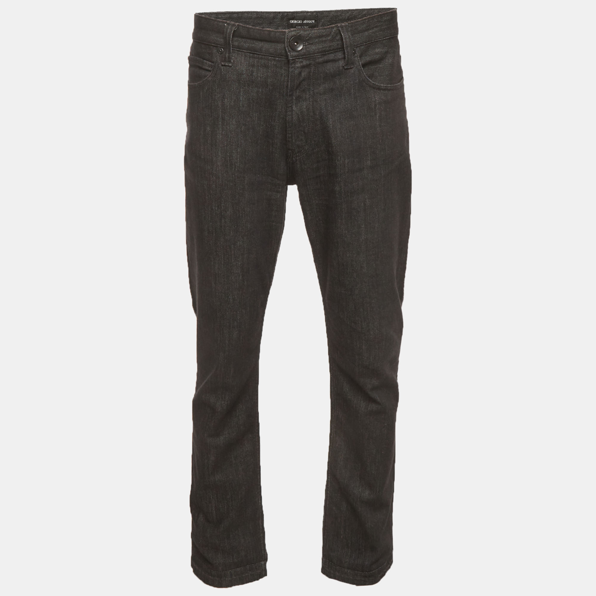 Giorgio Armani Black Denim Straight Fit Jeans XL/Waist 36"