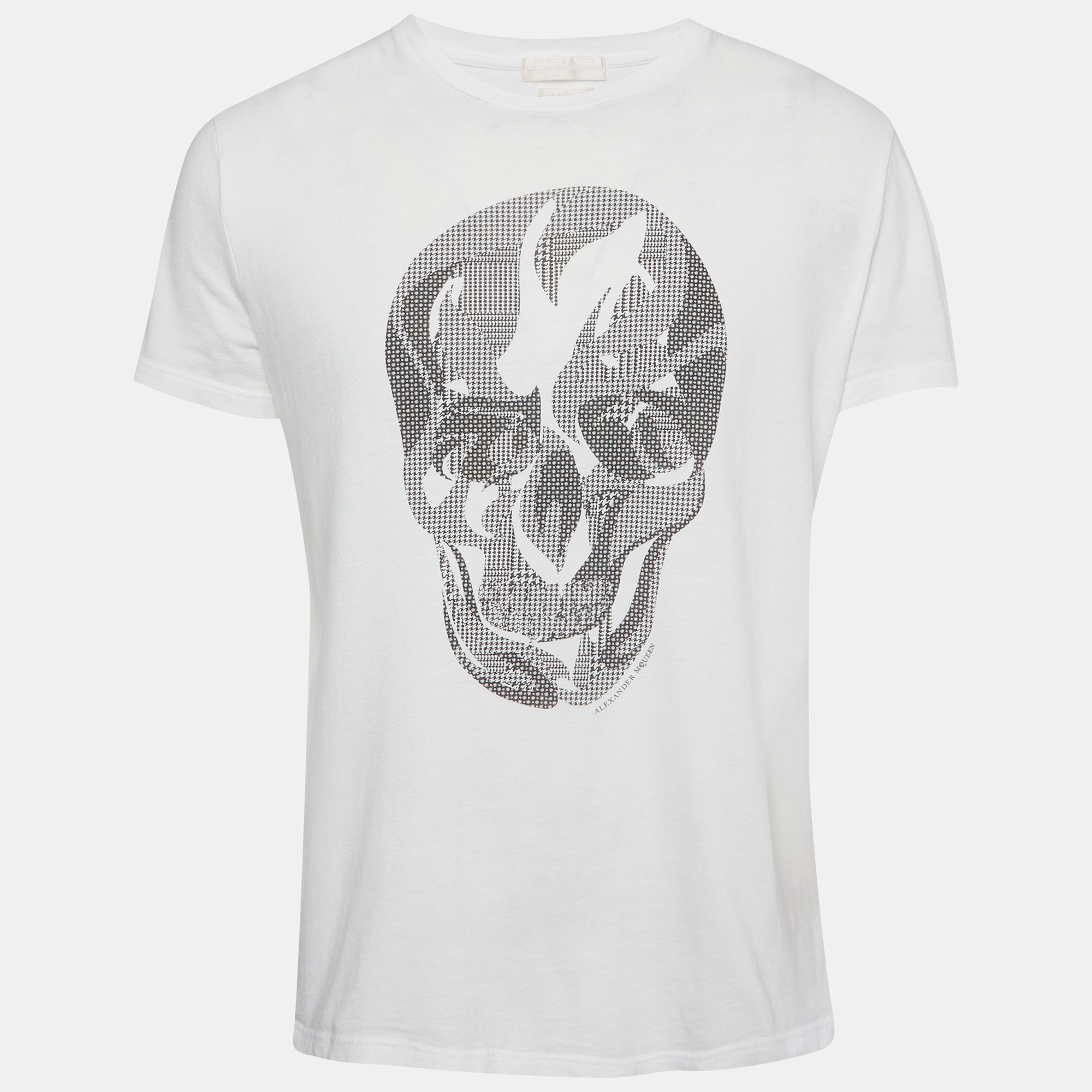 Alexander McQueen White Skull Print Jersey Short Sleeve Shirt L