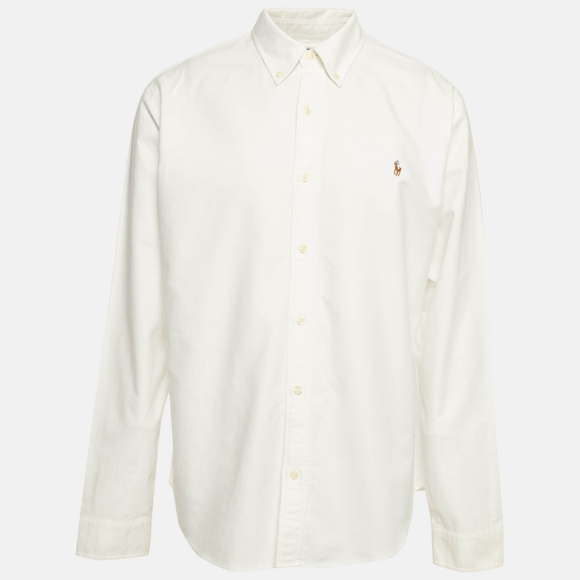 Polo Ralph Lauren White Cotton Button Down Custom Fit Oxford Shirt XXL