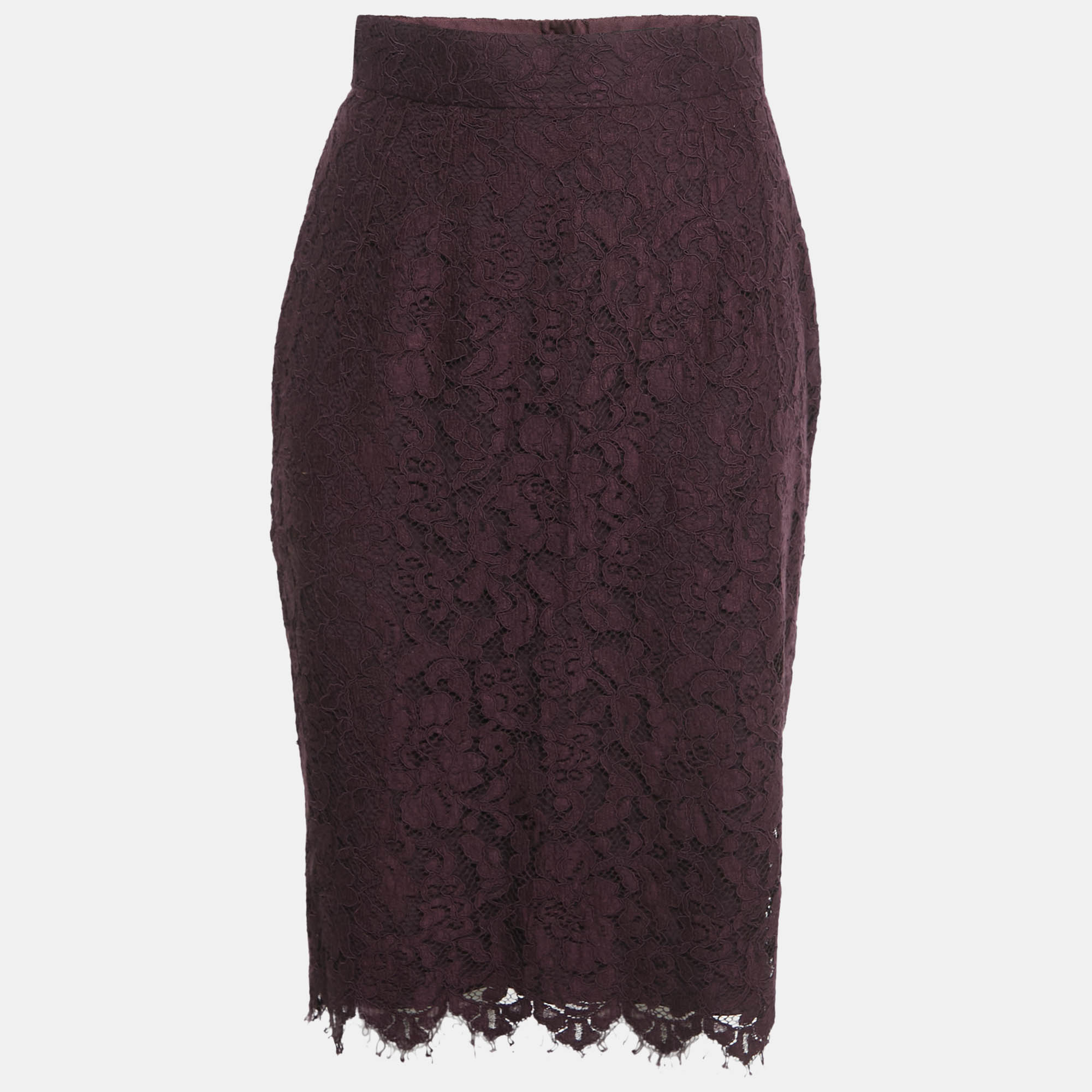 Dolce & Gabbana Plum Lace Midi Skirt M