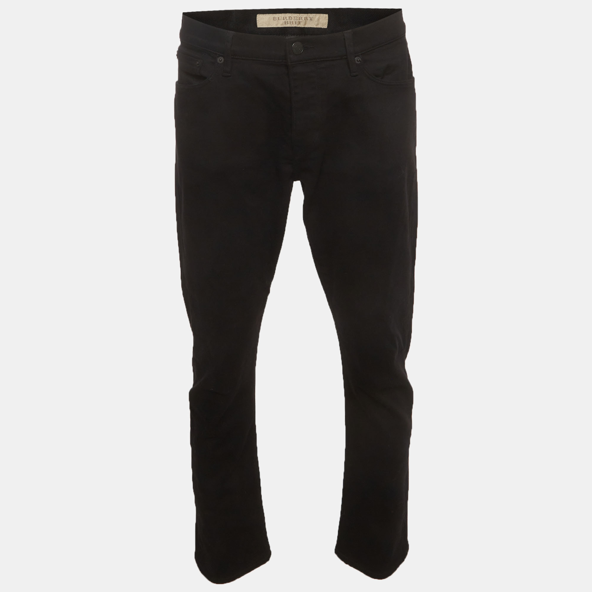 Burberry Brit Black Denim Straight Fit Jeans L/Waist 36"