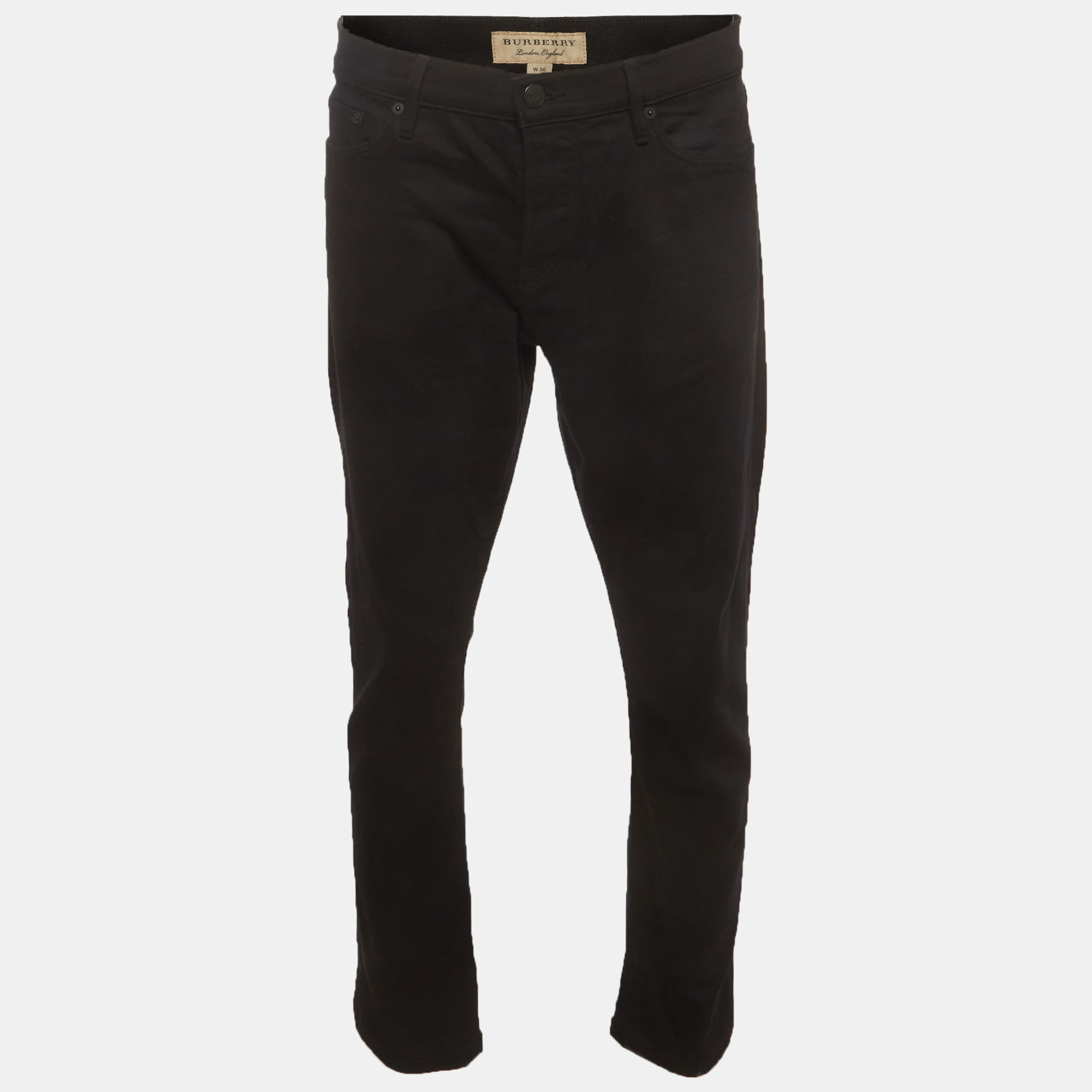 Burberry Black Stretch Denim Straight Fit Jeans L/Waist 36"