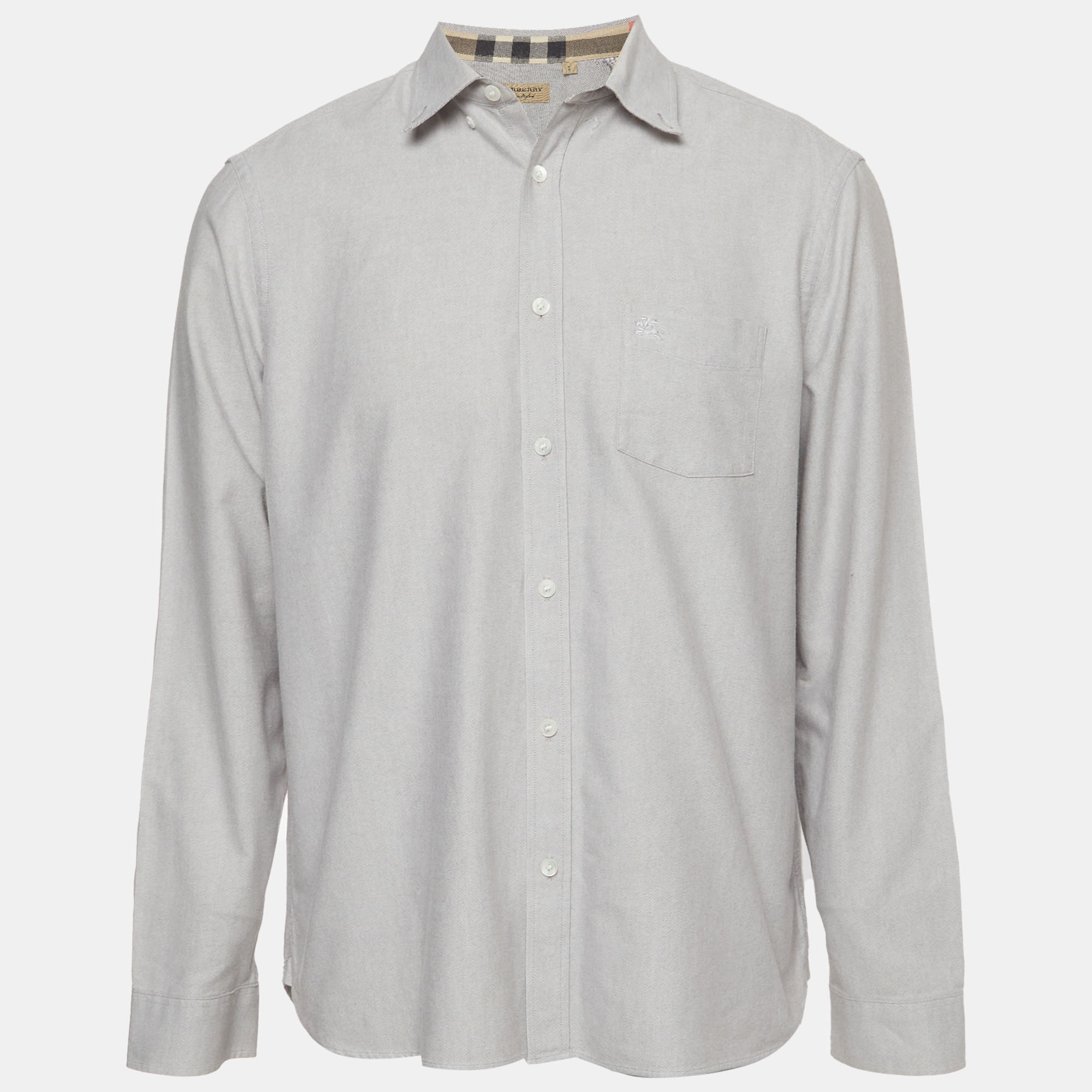 Burberry Grey Cotton Button Down Shirt XL
