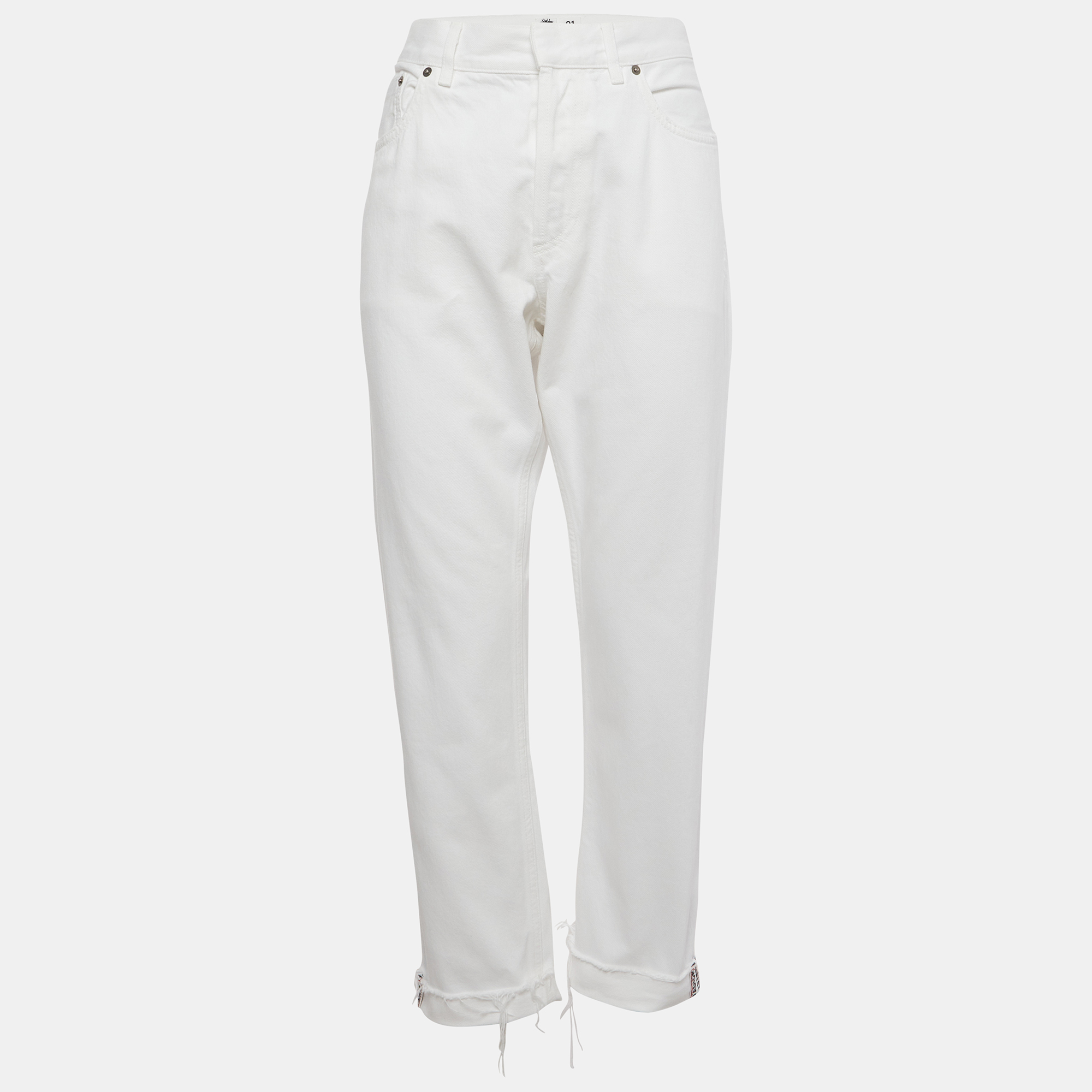 Christian Dior White Denim Straight Fit Jeans L/Waist 34"