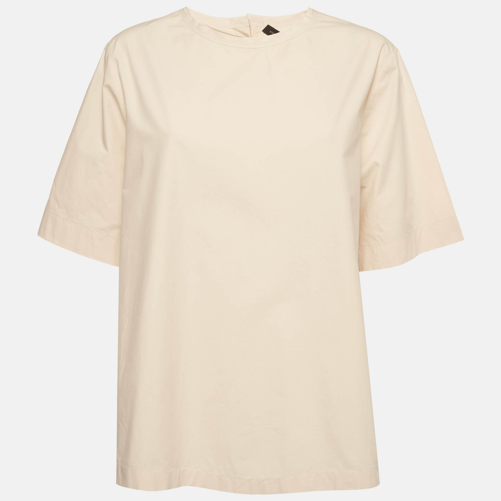 Joseph Beige Poplin Crewneck Foley Tunic Top L