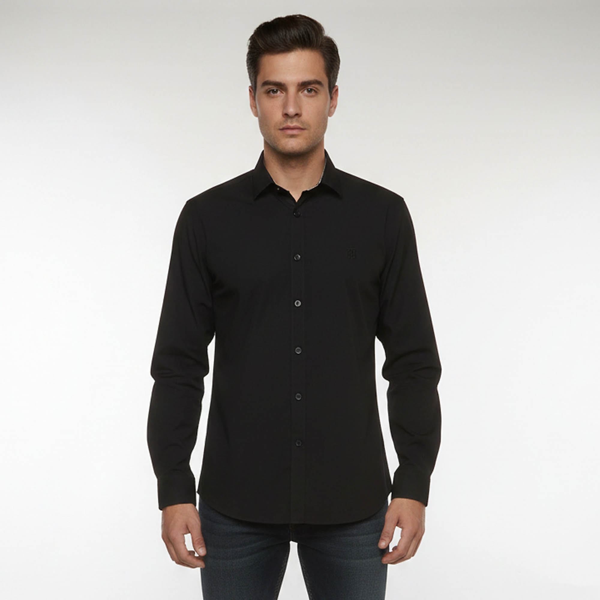 Burberry Black Logo Embroidered Poplin Button Down Shirt XXL