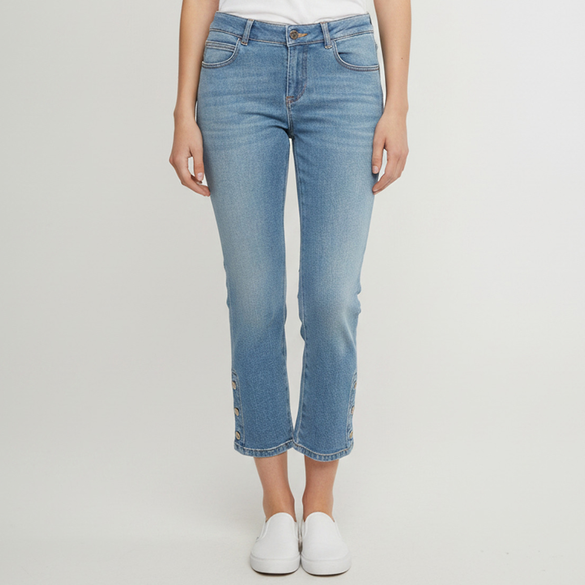 Chanel Blue Denim Cropped Straight Leg Jeans M/Waist 30"