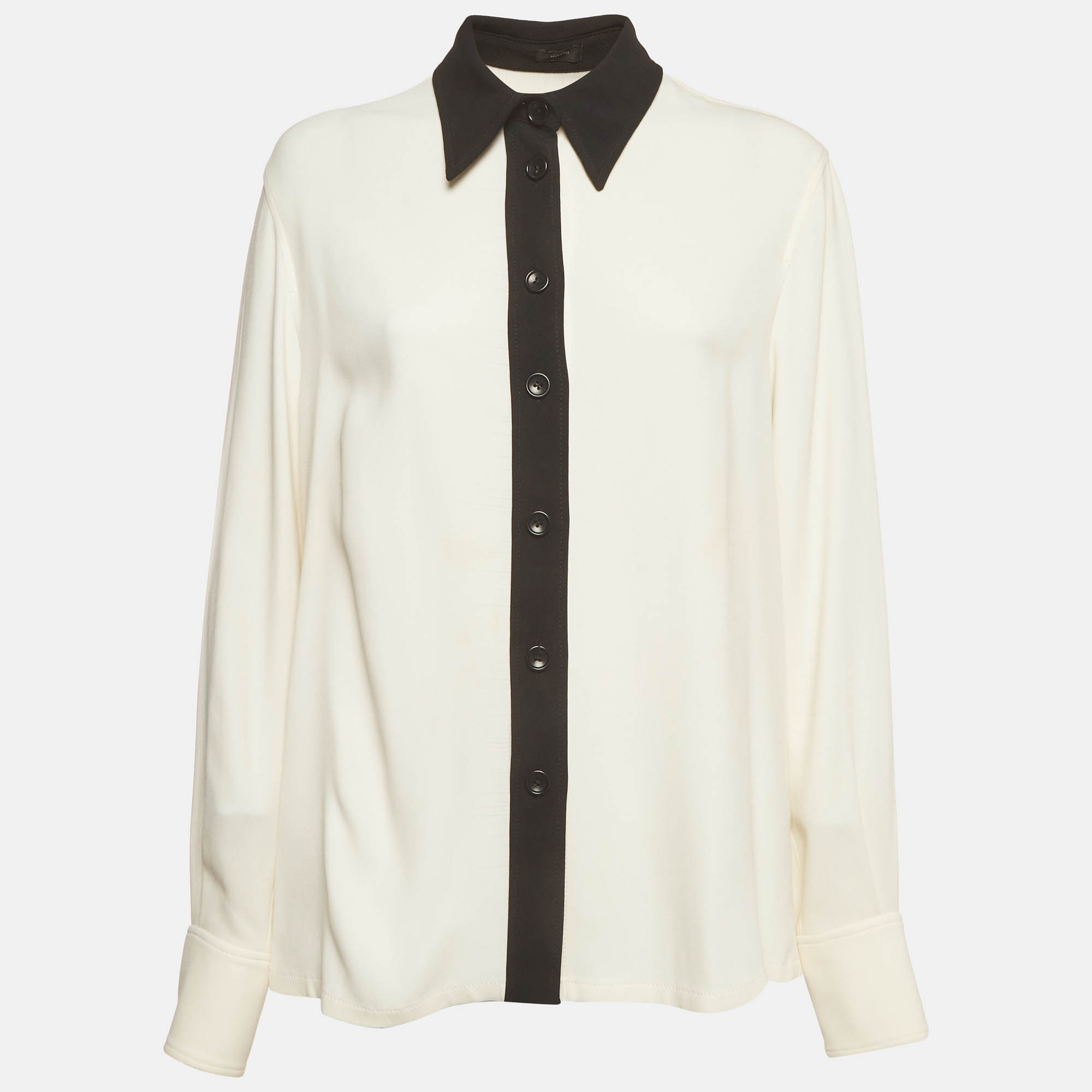Joseph Cream Crepe Contrast Button Down Garcon Shirt L