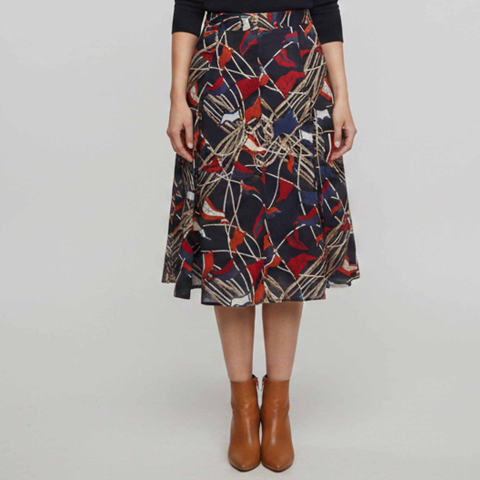 Burberry Navy Blue Printed Cotton Pleated Short Skirt M