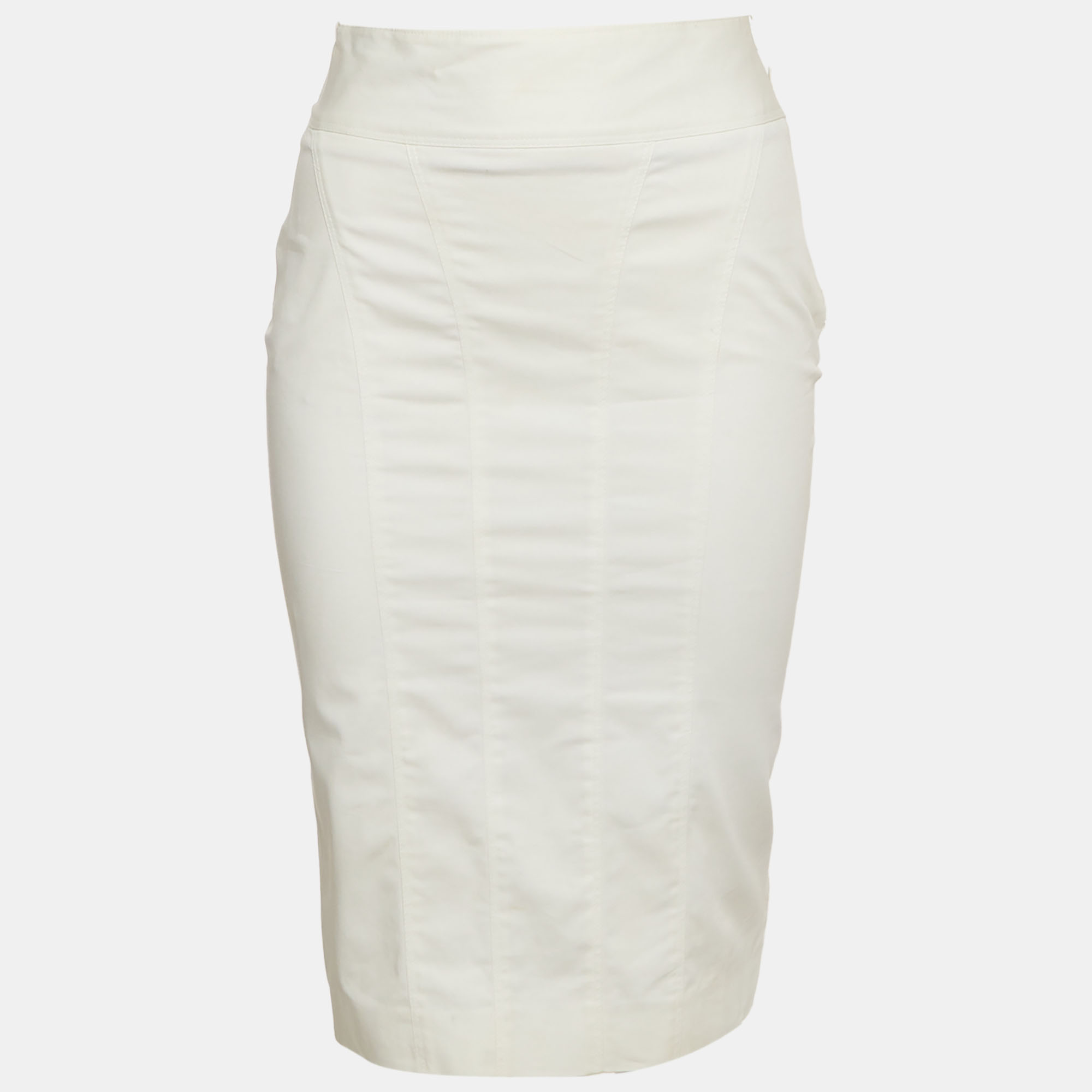Burberry Cream Cotton Blend Pencil Skirt S