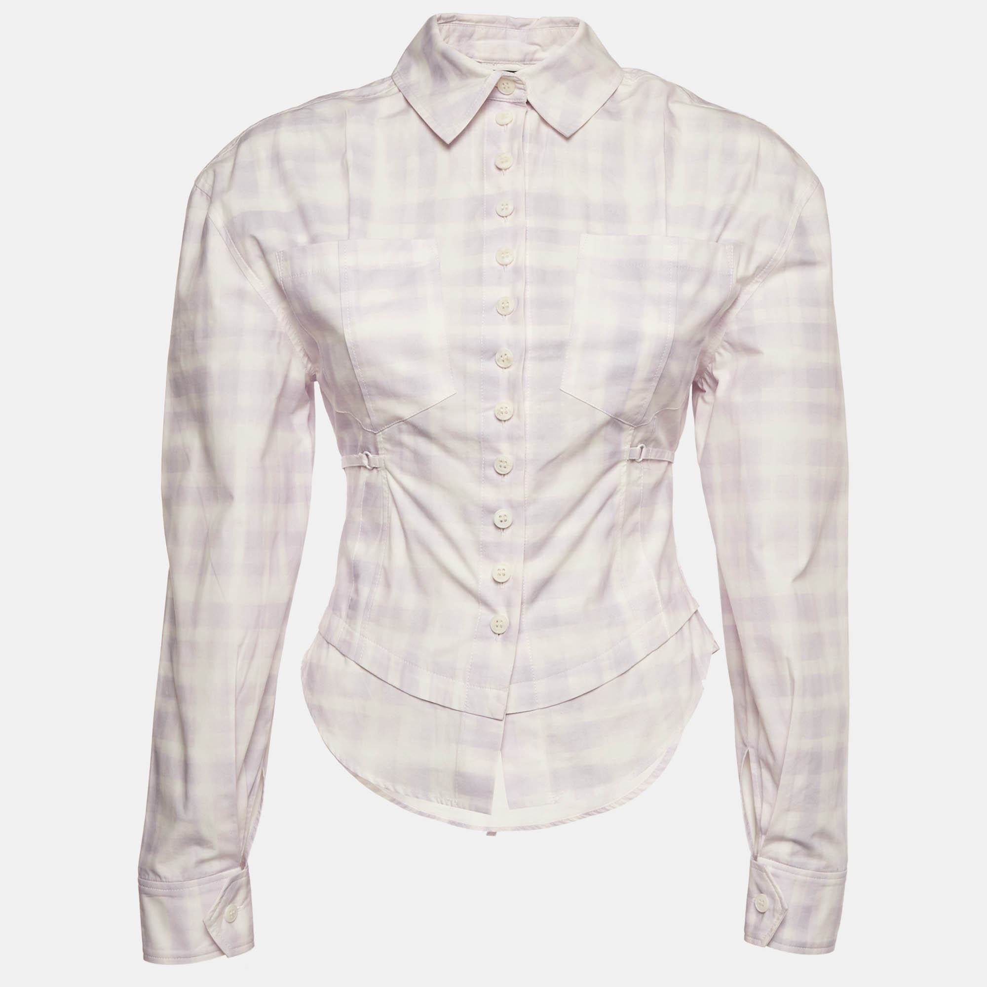 Jacquemus Purple Checked Poplin La Chemise Cueillette Valensole Blouse XXS