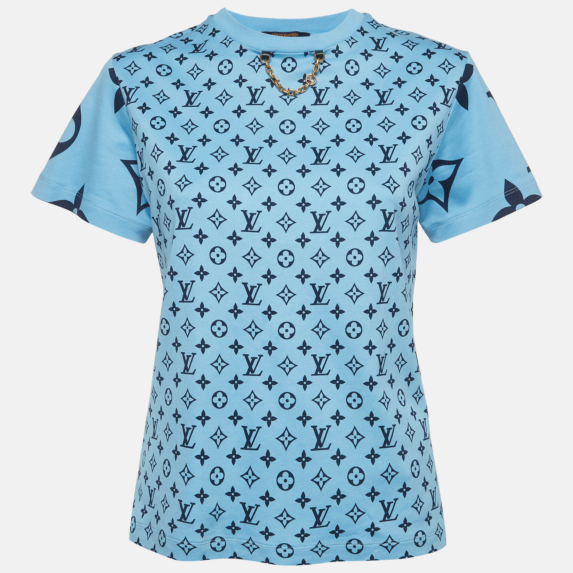 Louis Vuitton Blue Monogram Jersey Short Sleeve Top XS