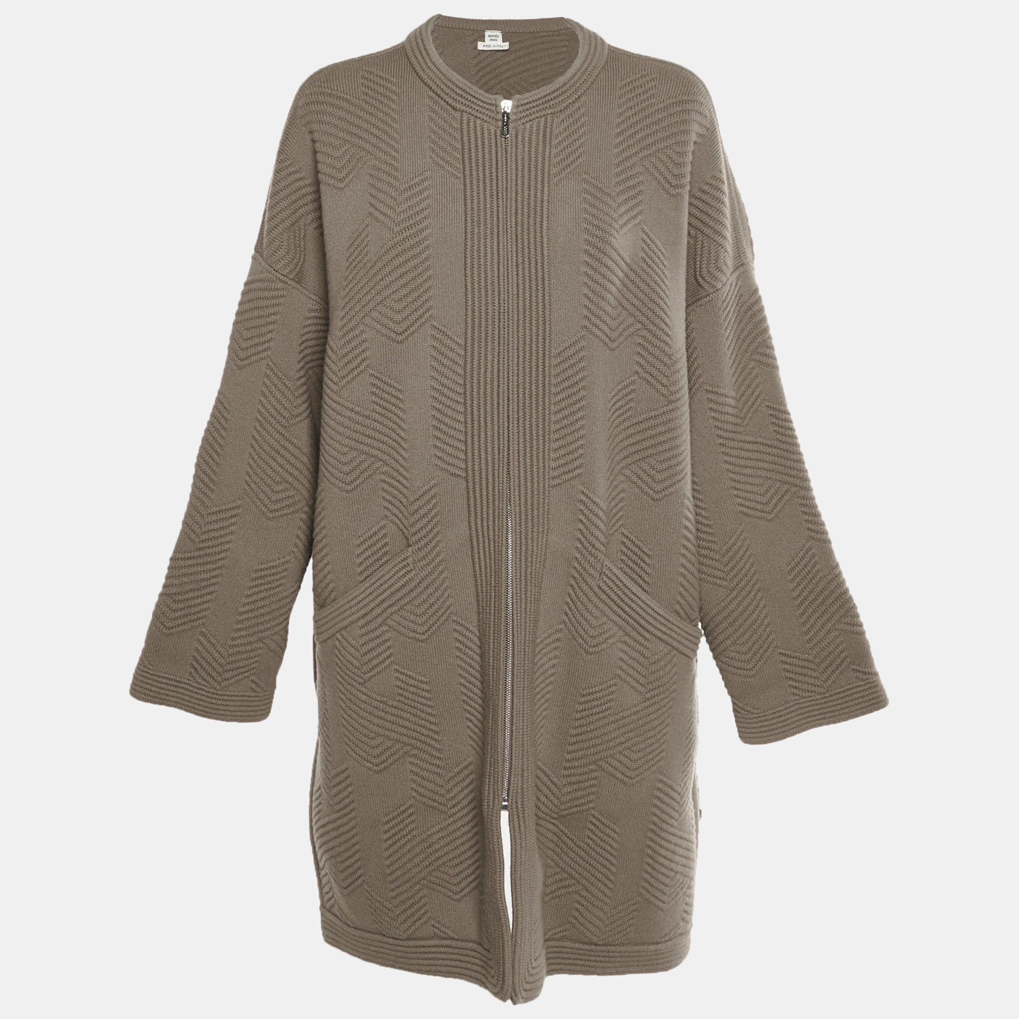 Herm&egrave;s Brown H - Pattern Virgin Wool Poncho M Hermes