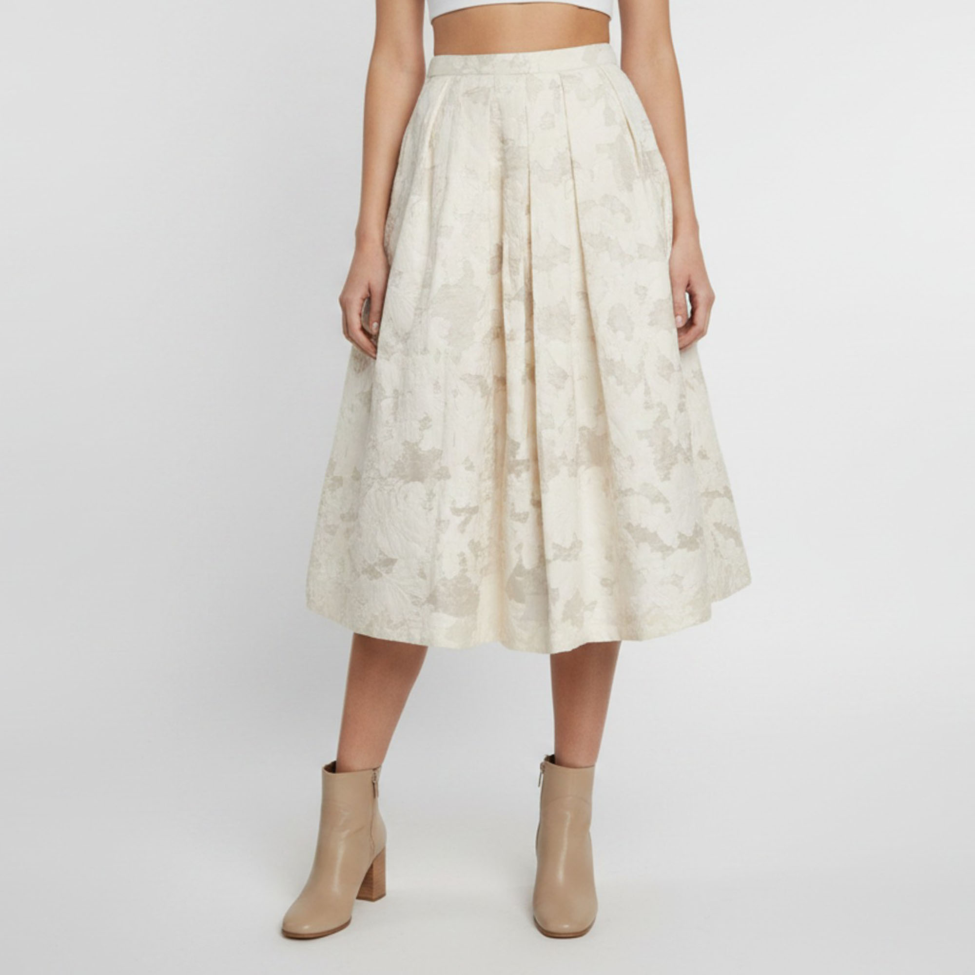 Karen Millen Beige Floral Jacquard Midi Skirt M