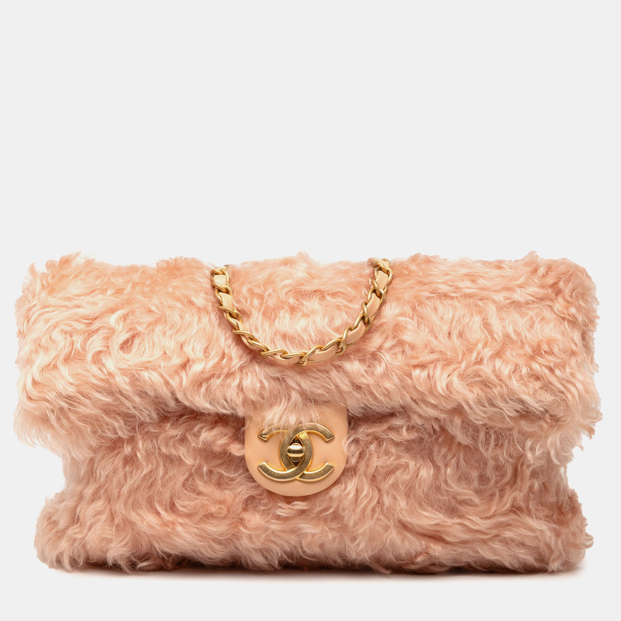 Chanel CC Fantasy Clutch Pink Sheepskin Leather Bag