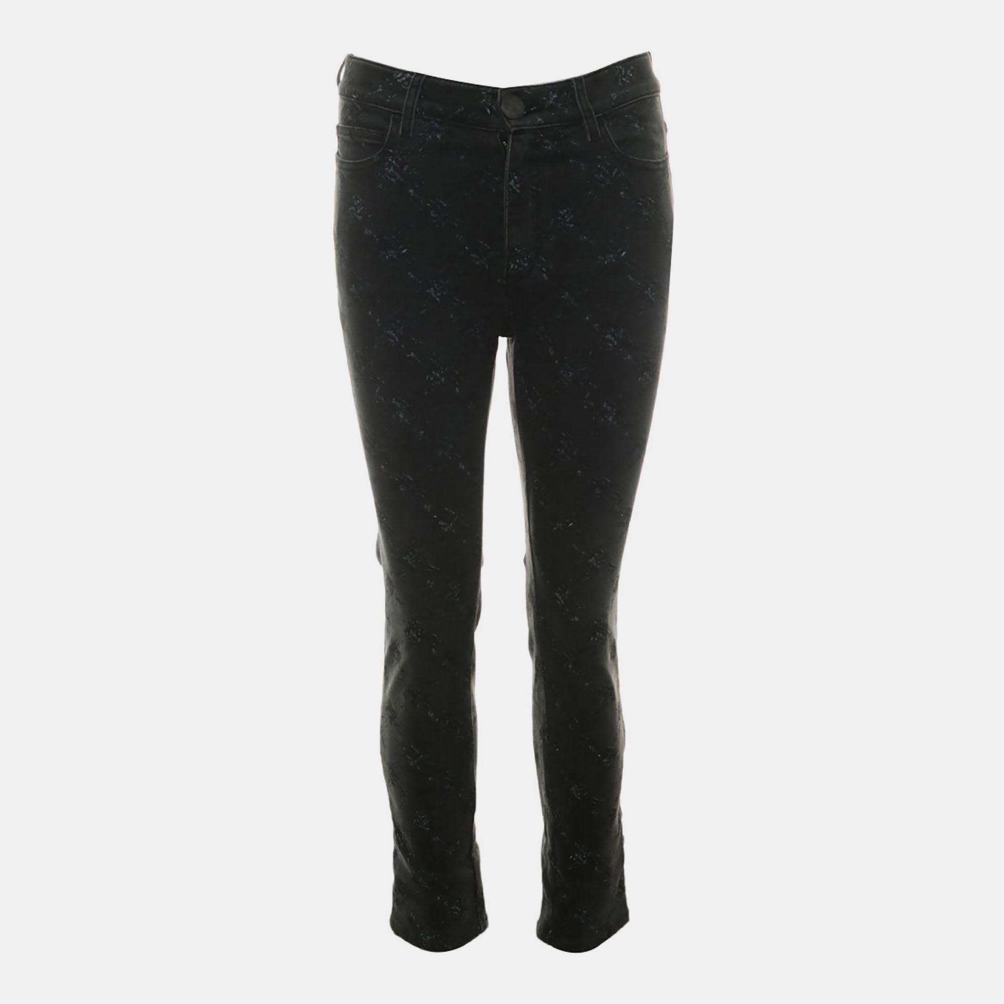 Chanel Cotton Dark Grey Printed Jeans FR 38