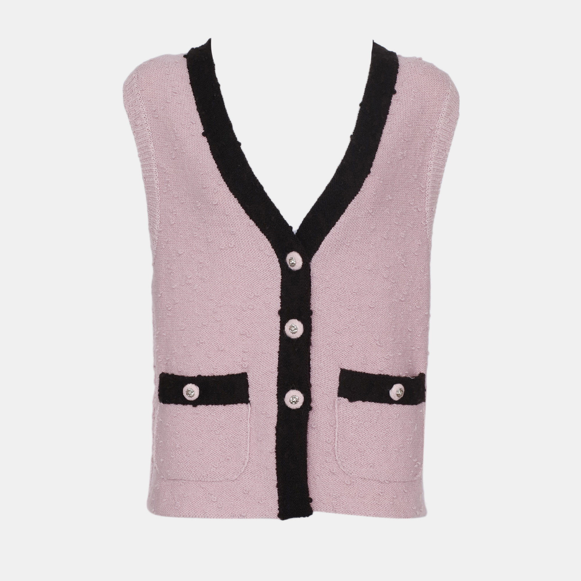 Chanel Black/Pink Wool Vest Size M