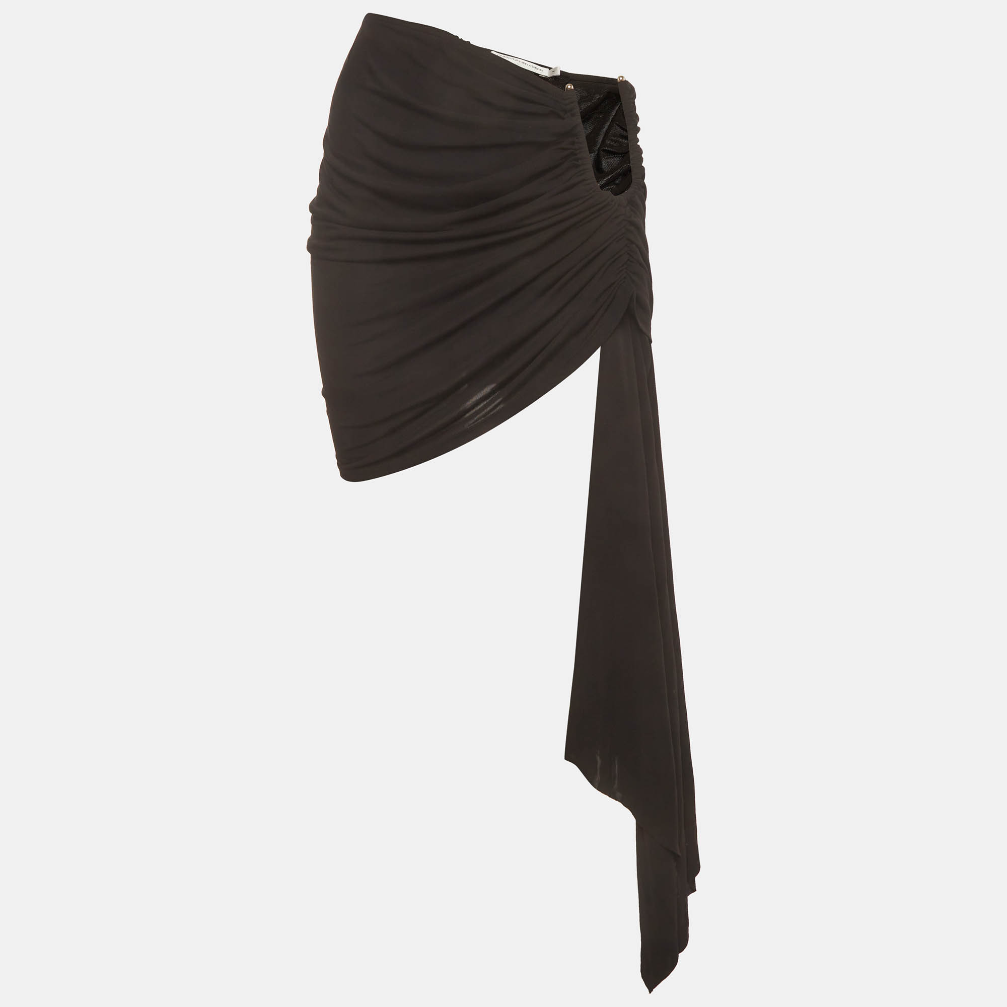 Christopher Esber Black Knit Draped Arced Palm Mini Skirt S