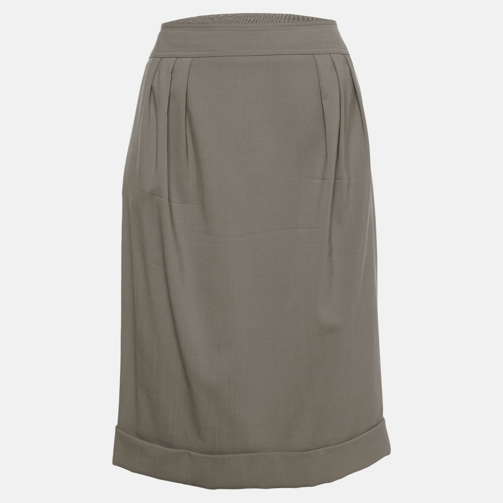 Burberry Grey Wool Blend Pleated Short Skirt M