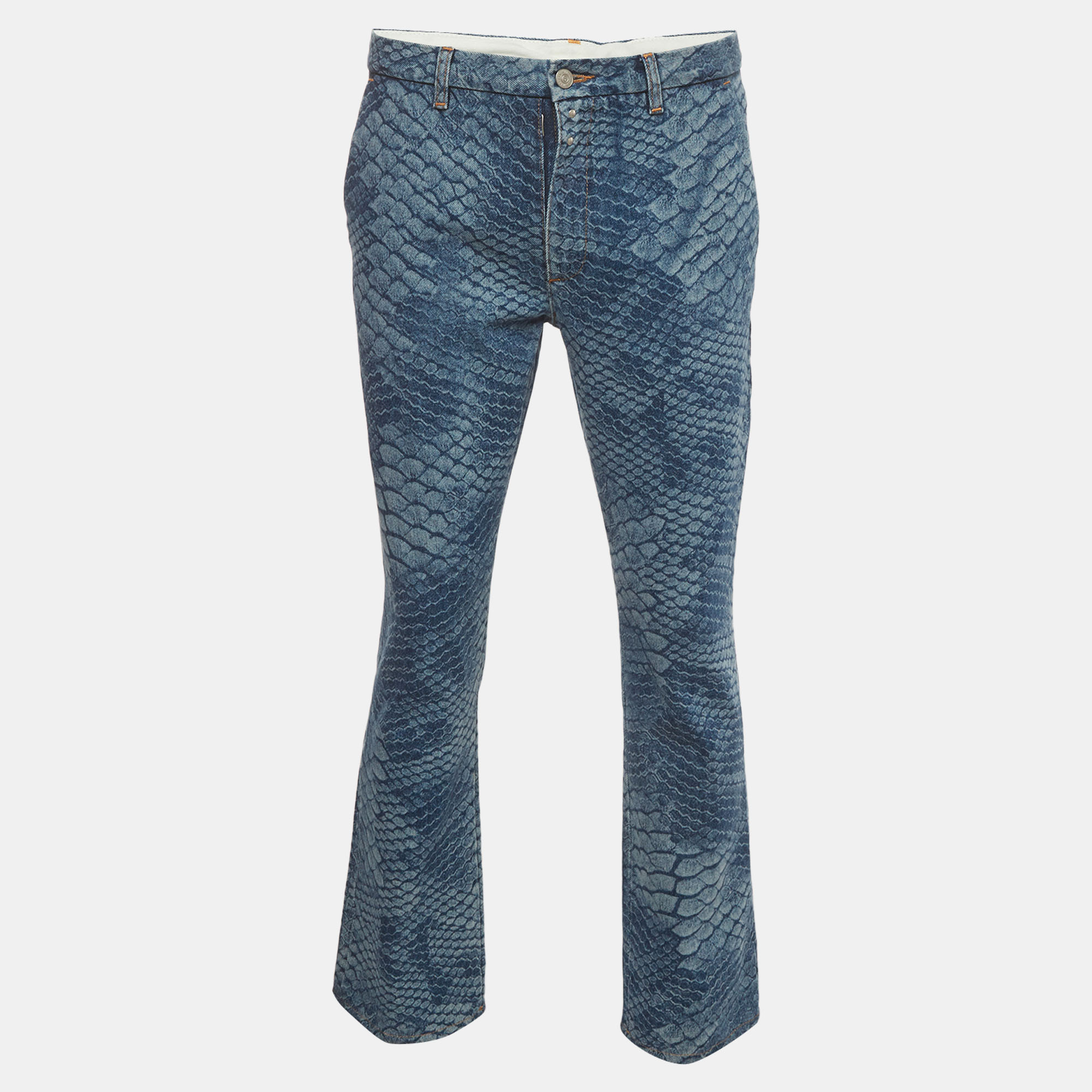 MM6 Maison Margiela Blue Snake Print Denim Jeans M/Waist 33"
