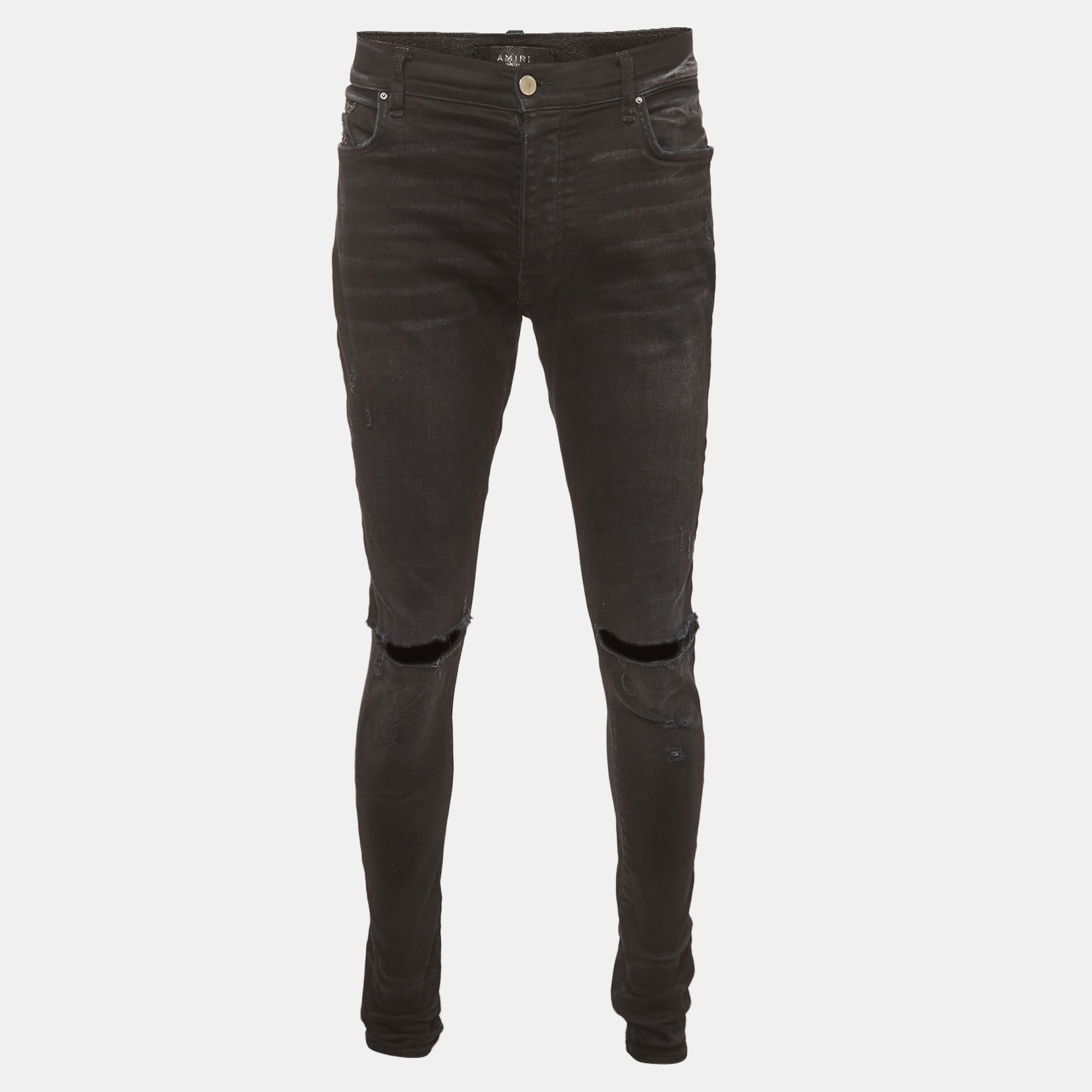 Amiri Black Denim Black Distressed Jeans L/ Wasit 35"
