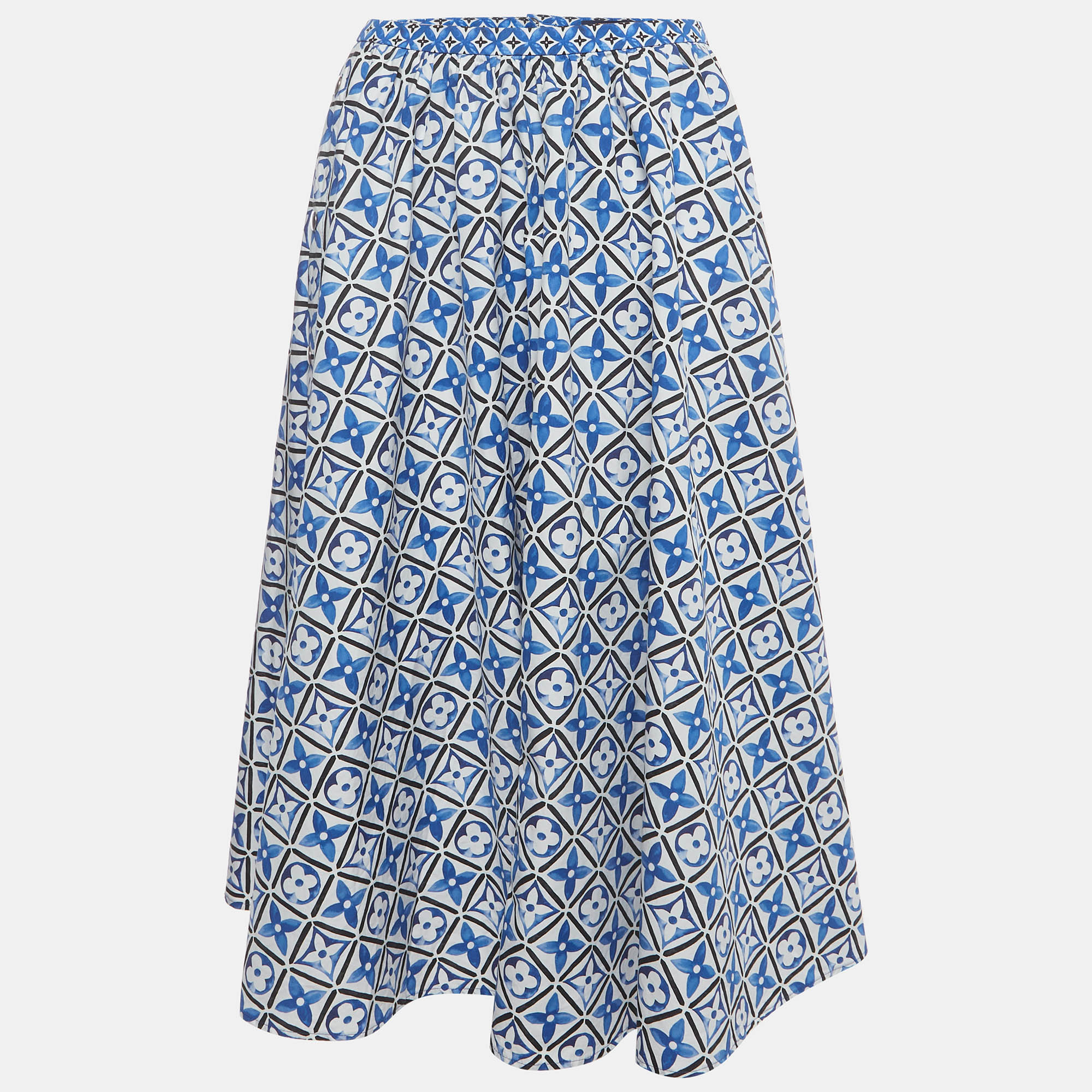Louis Vuitton Multicolor Monogram Printed Cotton Flared Skirt S