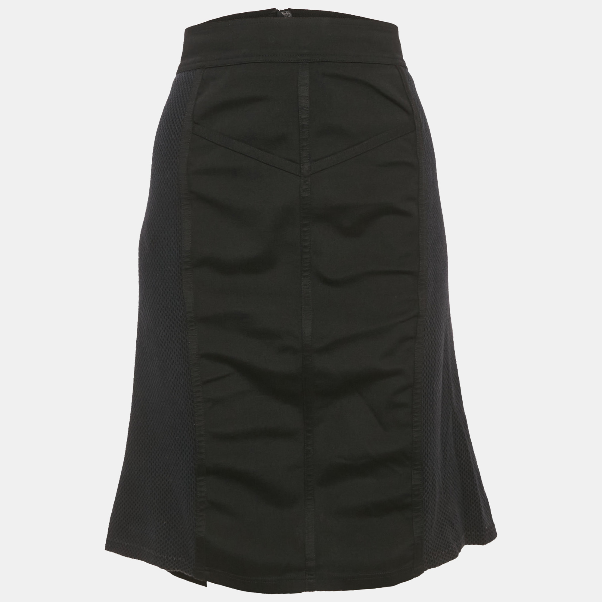 Burberry Black Mesh Trim Jersey Pencil Skirt M