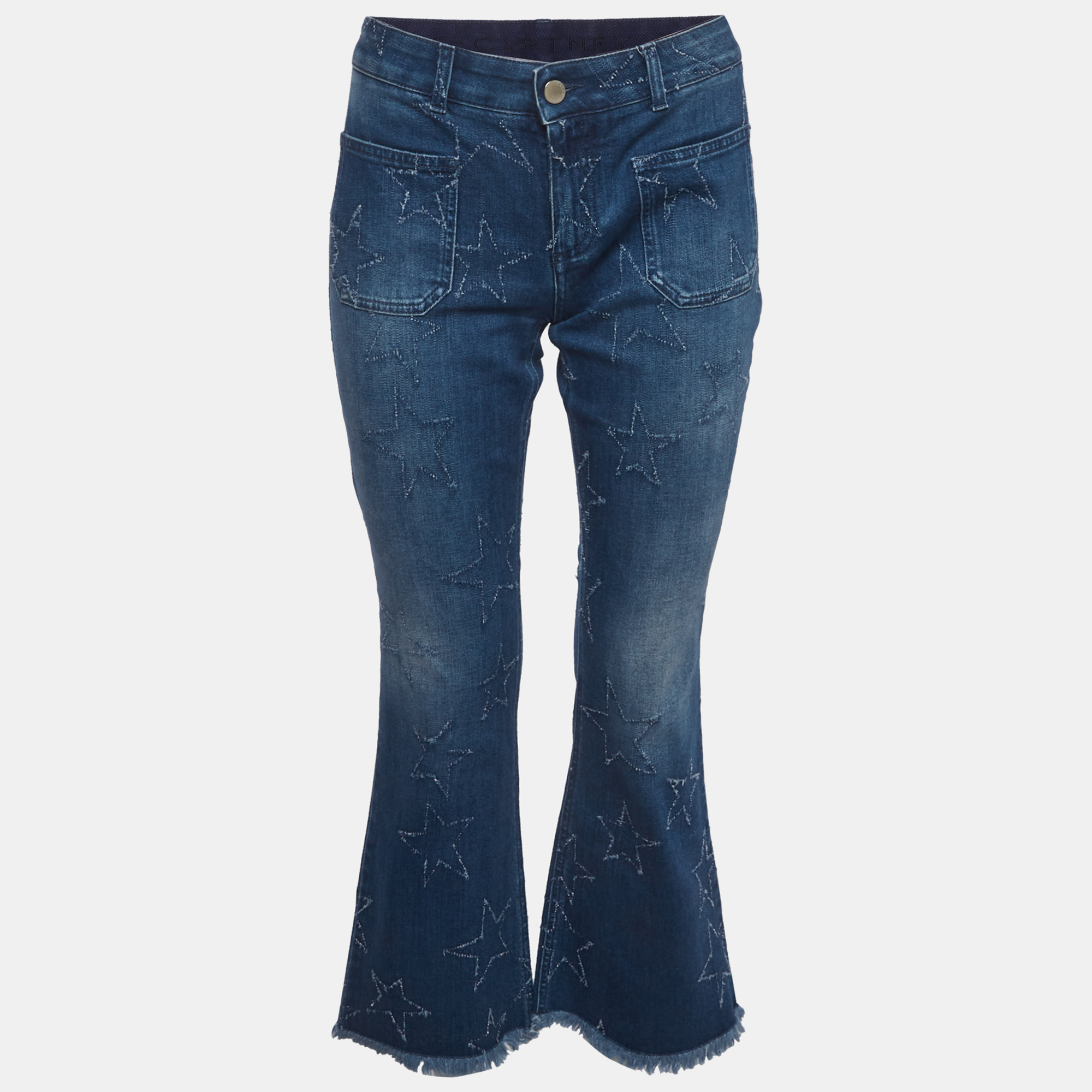 Stella McCartney Blue Star Patterned Denim Flared Jeans L/Waist 32"
