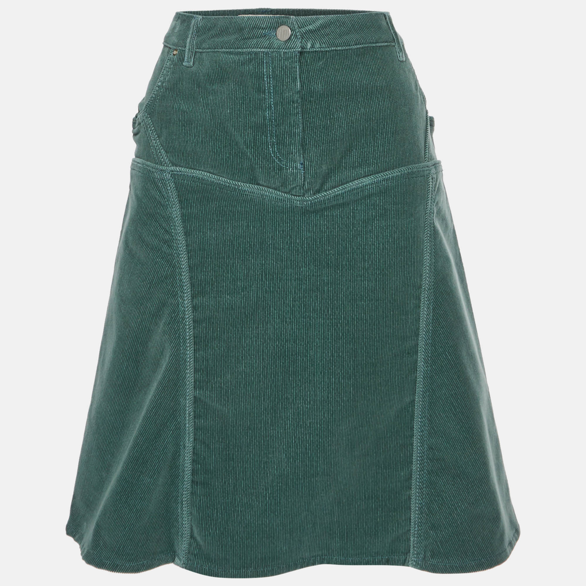 Stella McCartney Green Corduroy A-Line Mini Skirt L