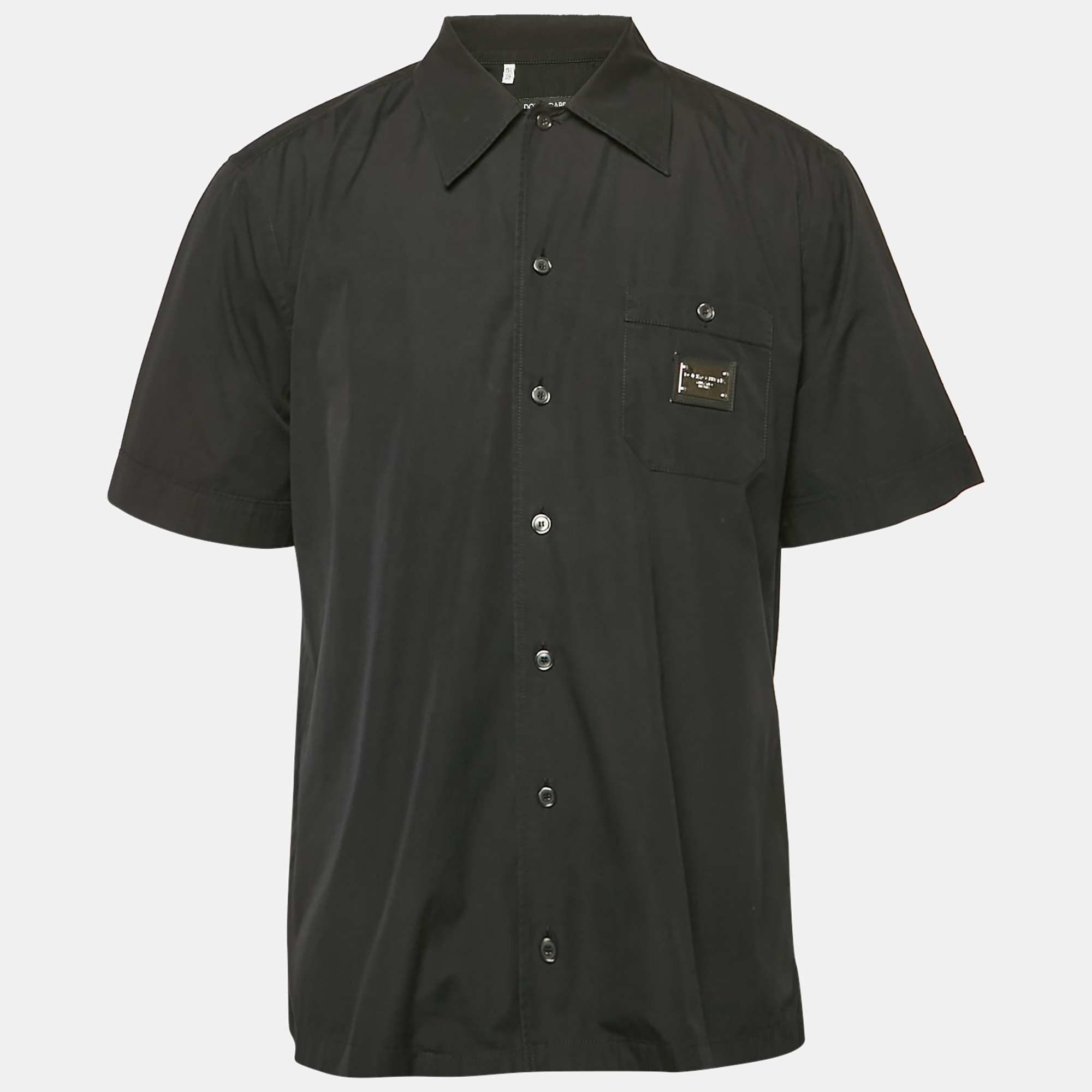 Dolce & Gabbana Black Cotton Short Sleeve Shirt M