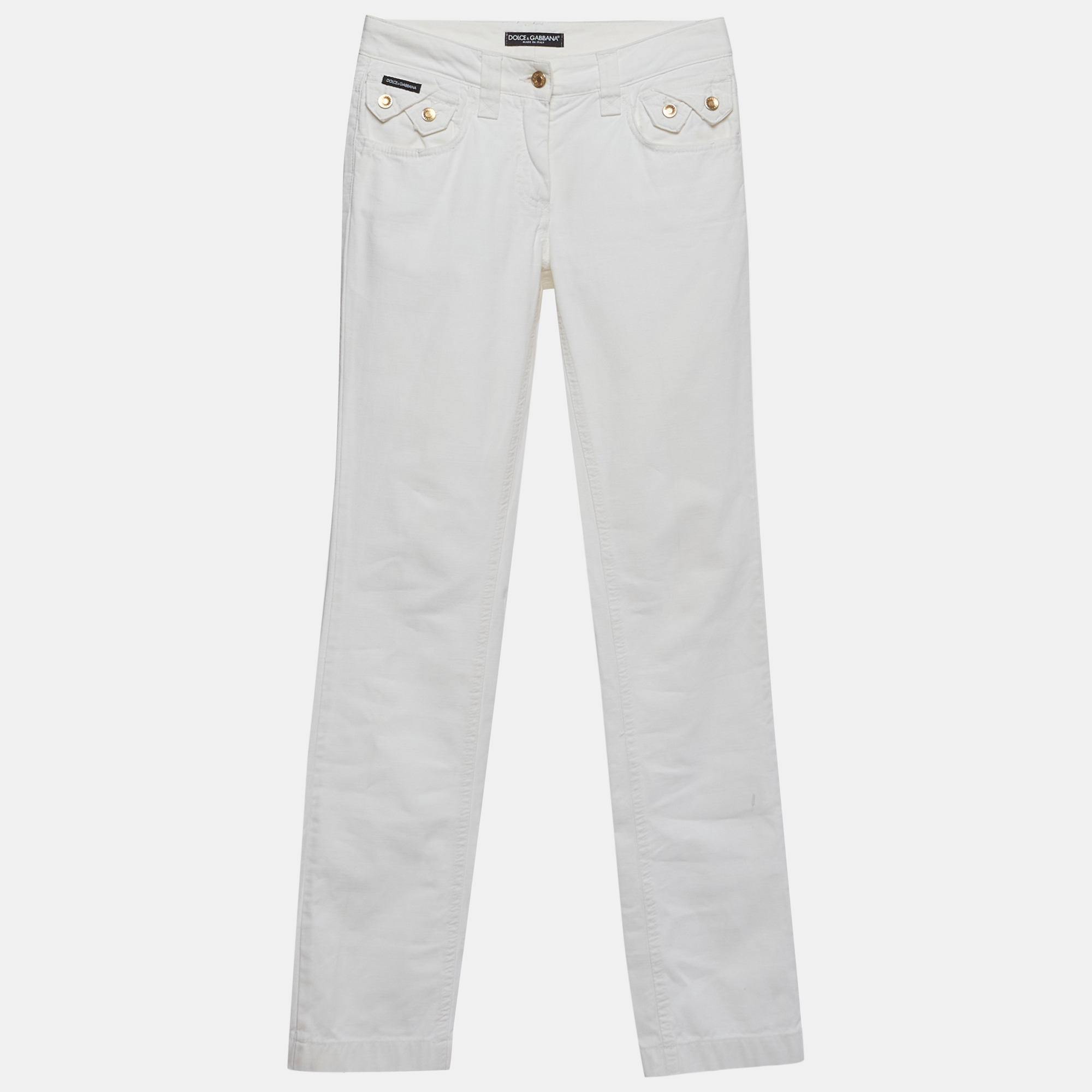 Dolce & Gabbana White Denim Straight Fit Jeans S/ Waist 27"