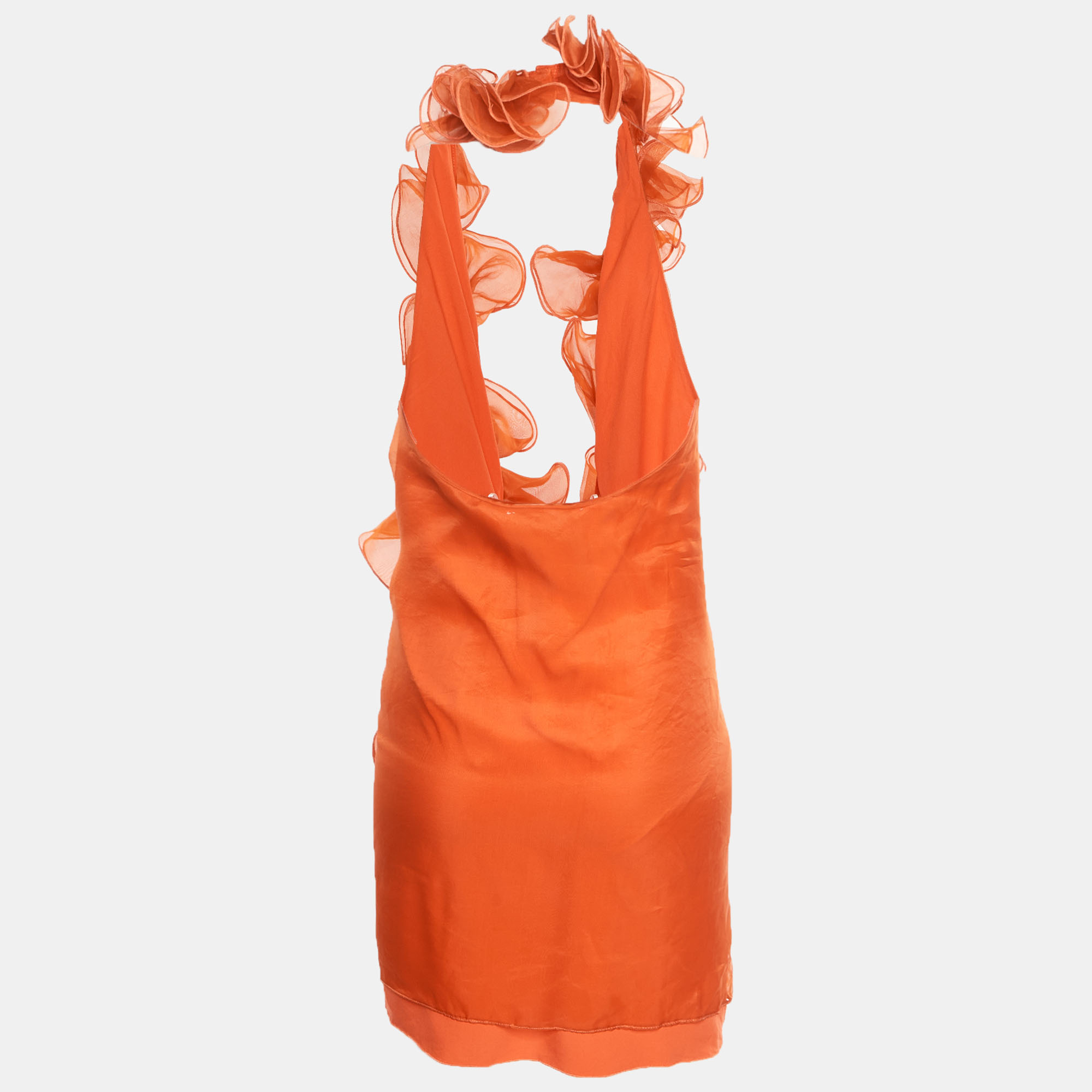 Valliant Orange Organza Ruffle Neck Top M VAILLANT